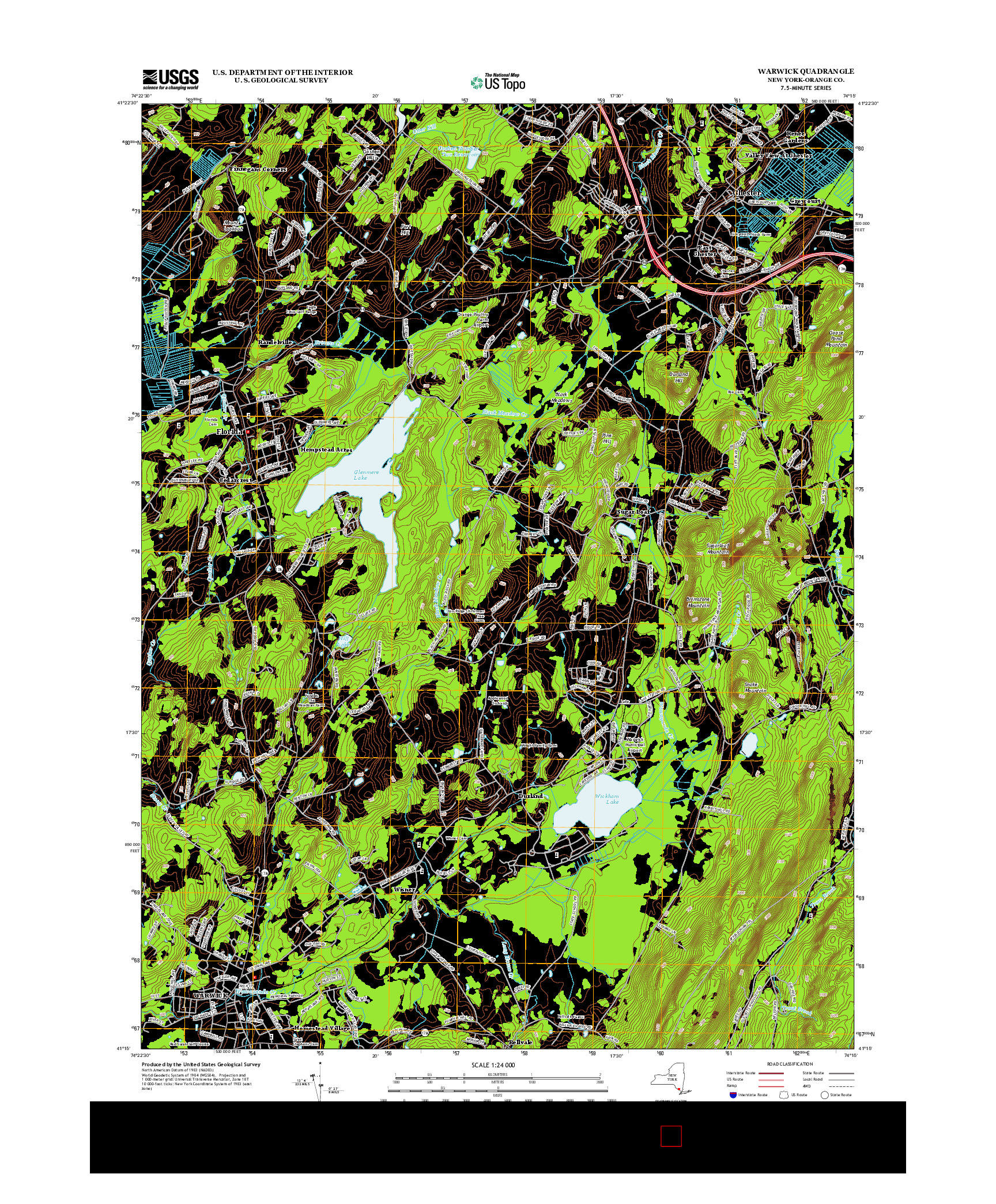 USGS US TOPO 7.5-MINUTE MAP FOR WARWICK, NY 2013