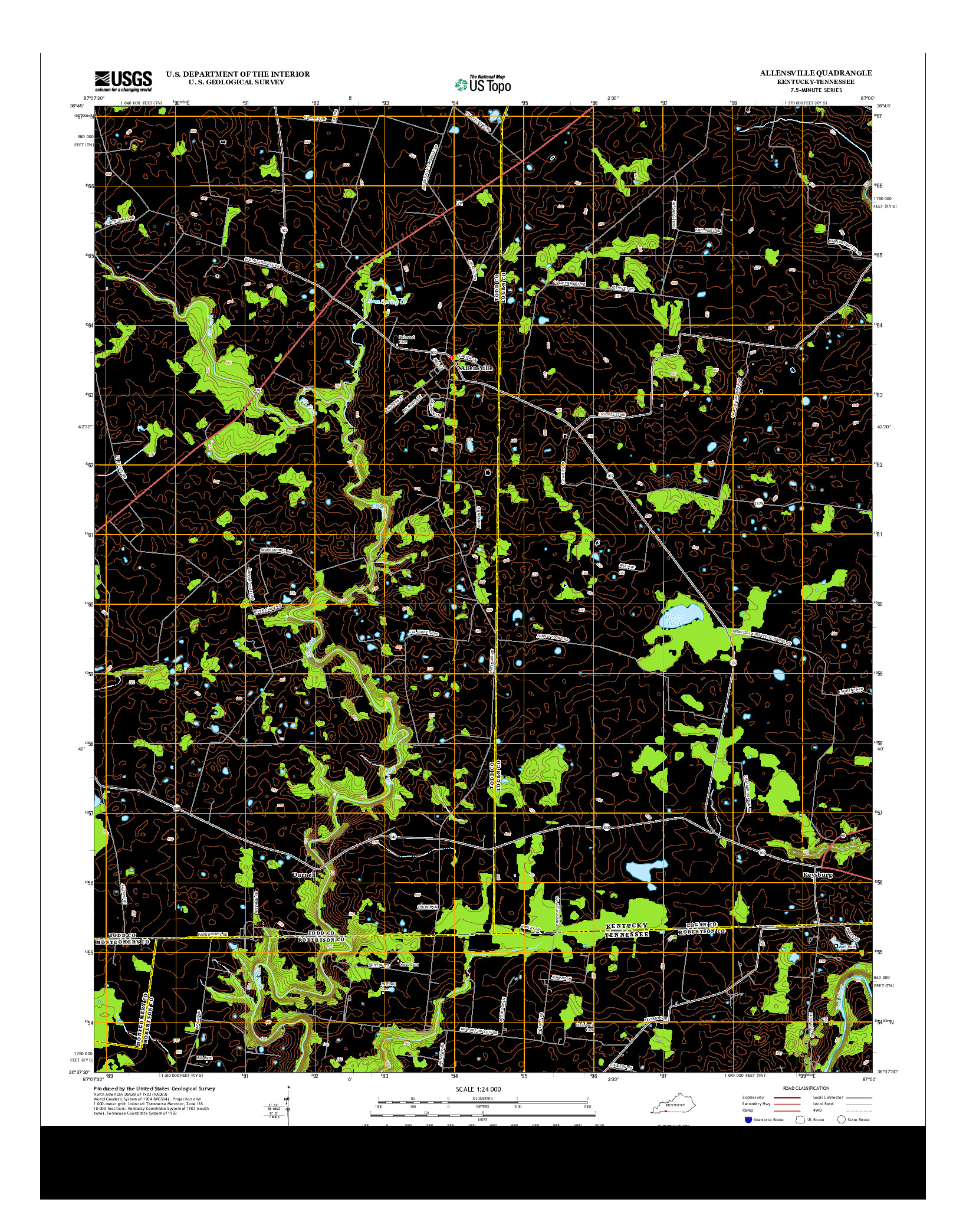 USGS US TOPO 7.5-MINUTE MAP FOR ALLENSVILLE, KY-TN 2013