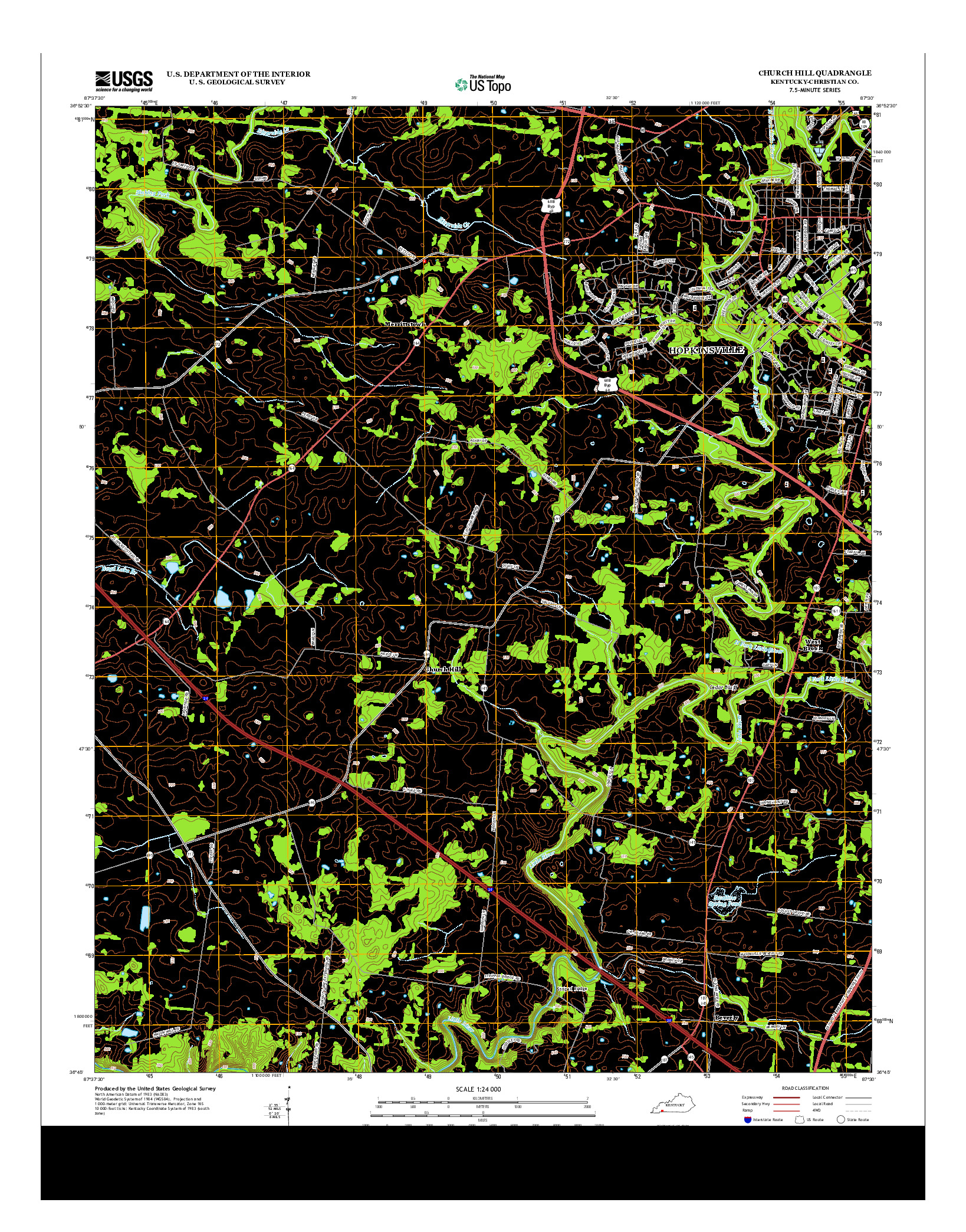 USGS US TOPO 7.5-MINUTE MAP FOR CHURCH HILL, KY 2013