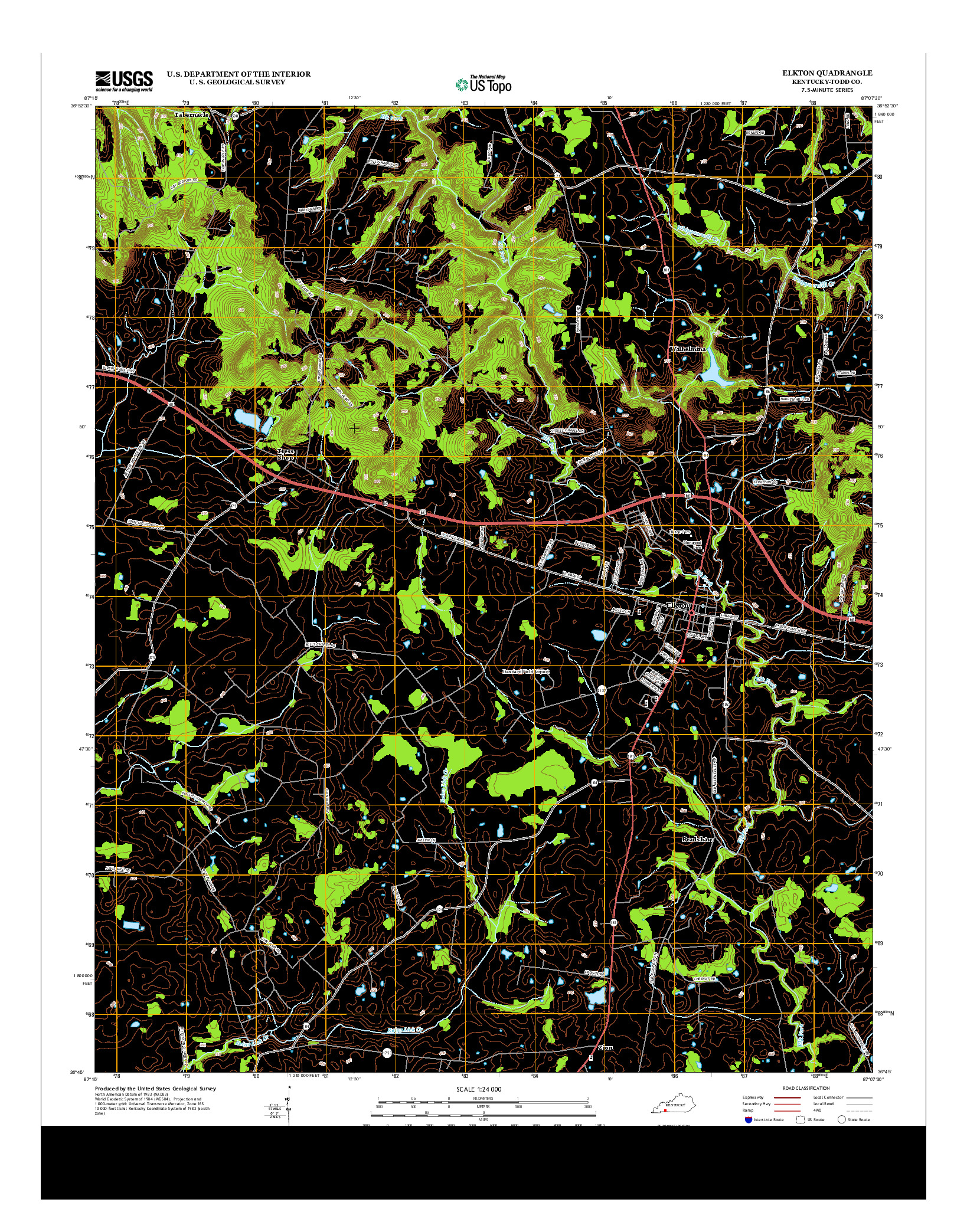 USGS US TOPO 7.5-MINUTE MAP FOR ELKTON, KY 2013