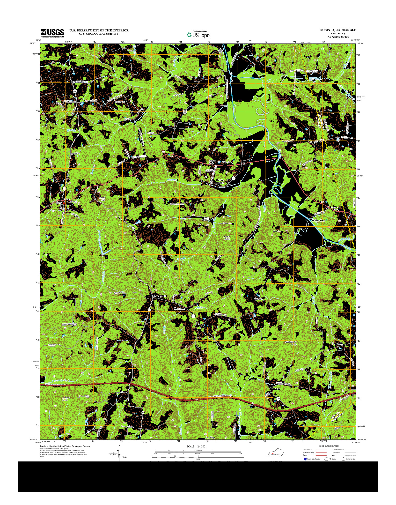 USGS US TOPO 7.5-MINUTE MAP FOR ROSINE, KY 2013