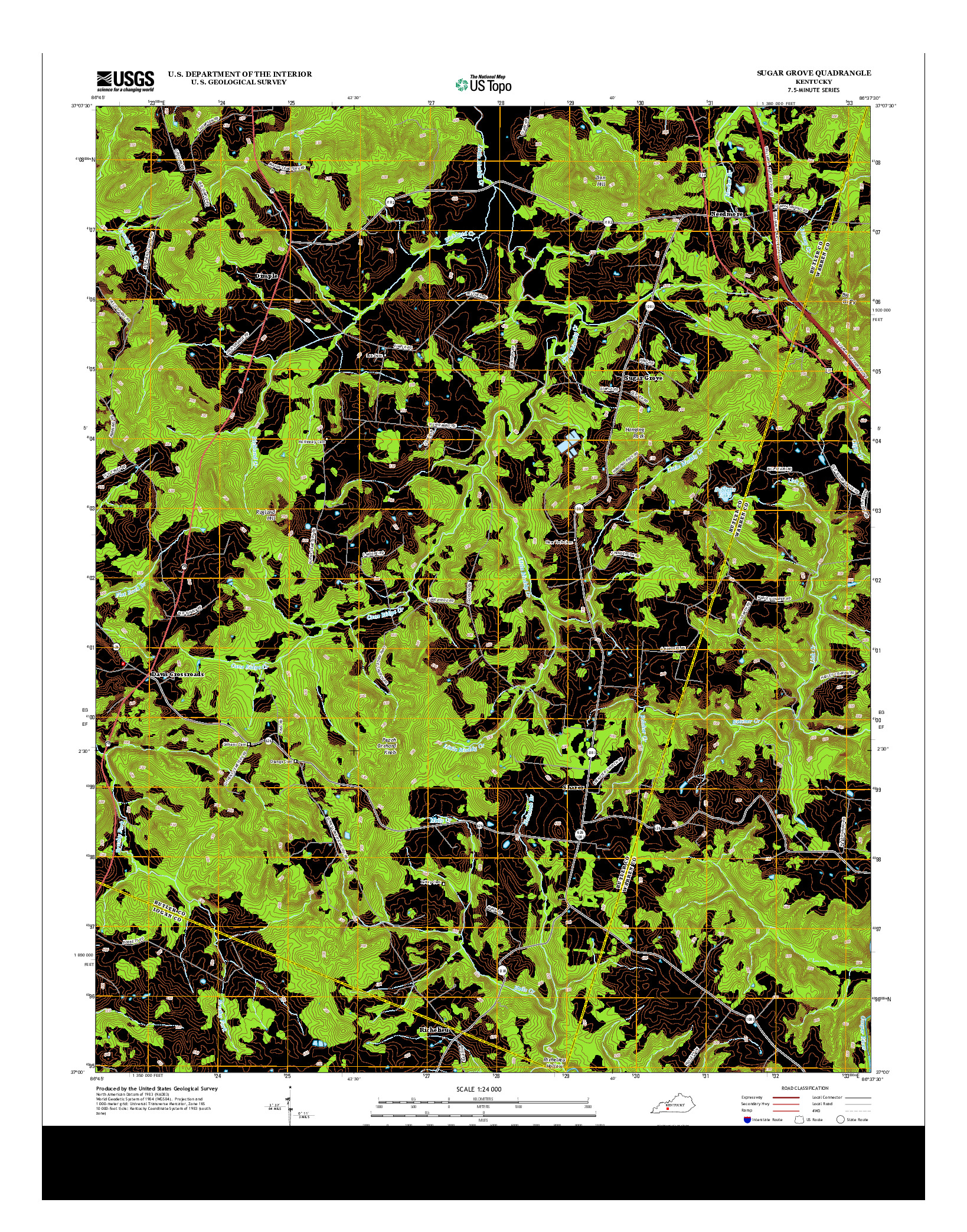 USGS US TOPO 7.5-MINUTE MAP FOR SUGAR GROVE, KY 2013