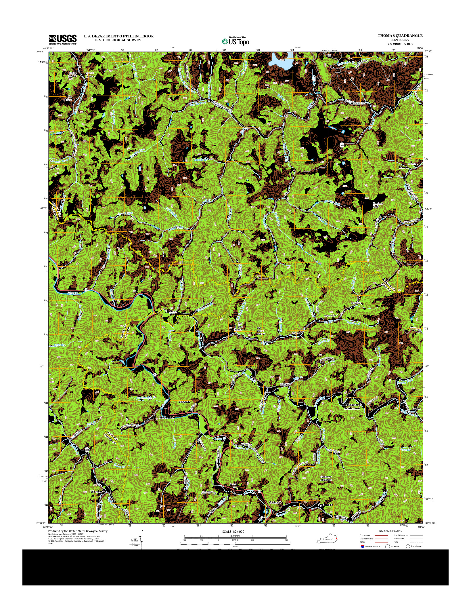 USGS US TOPO 7.5-MINUTE MAP FOR THOMAS, KY 2013