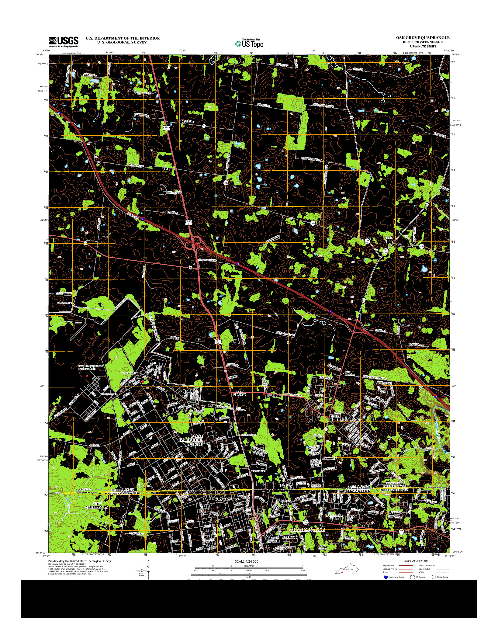 USGS US TOPO 7.5-MINUTE MAP FOR OAK GROVE, KY-TN 2013