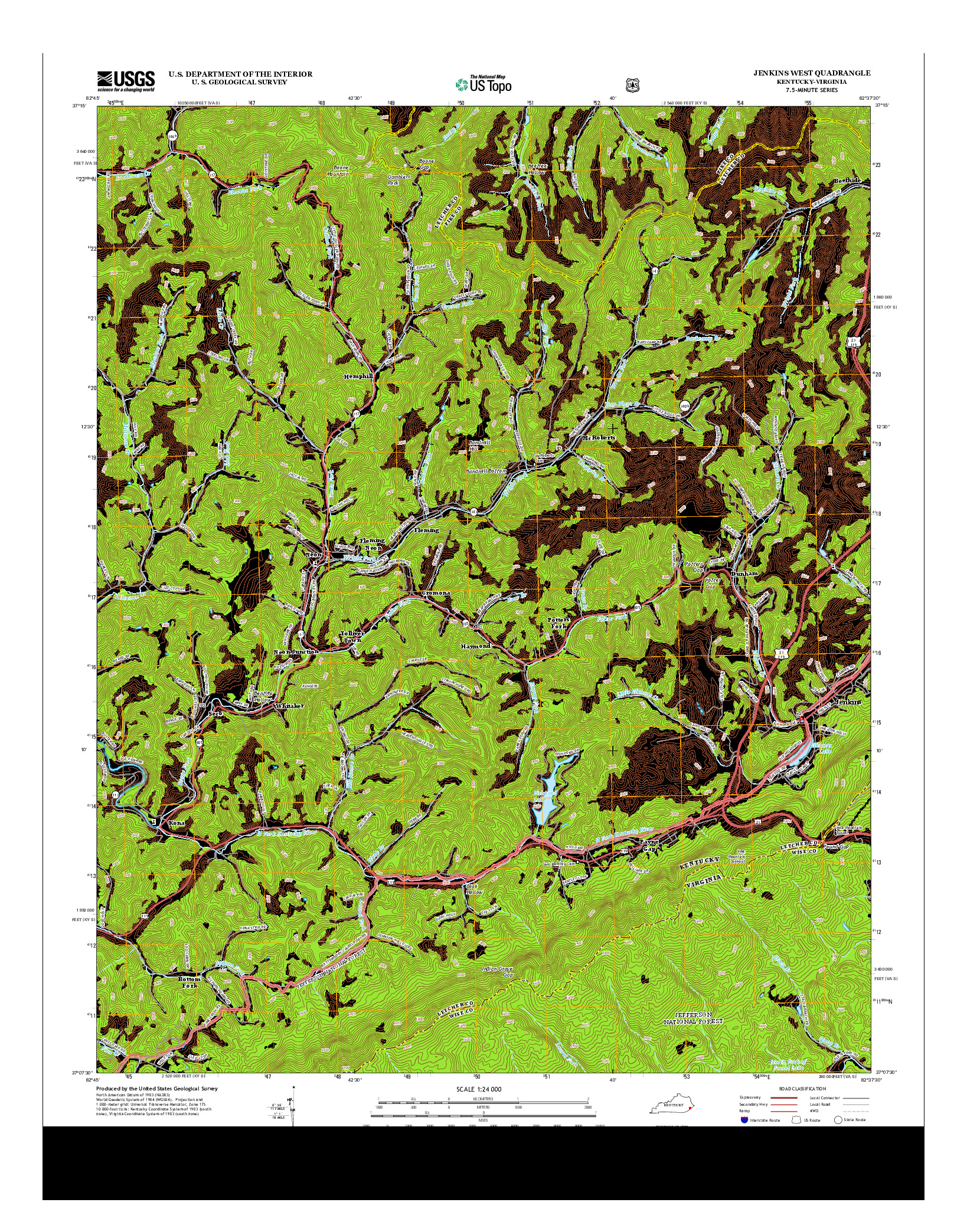 USGS US TOPO 7.5-MINUTE MAP FOR JENKINS WEST, KY-VA 2013