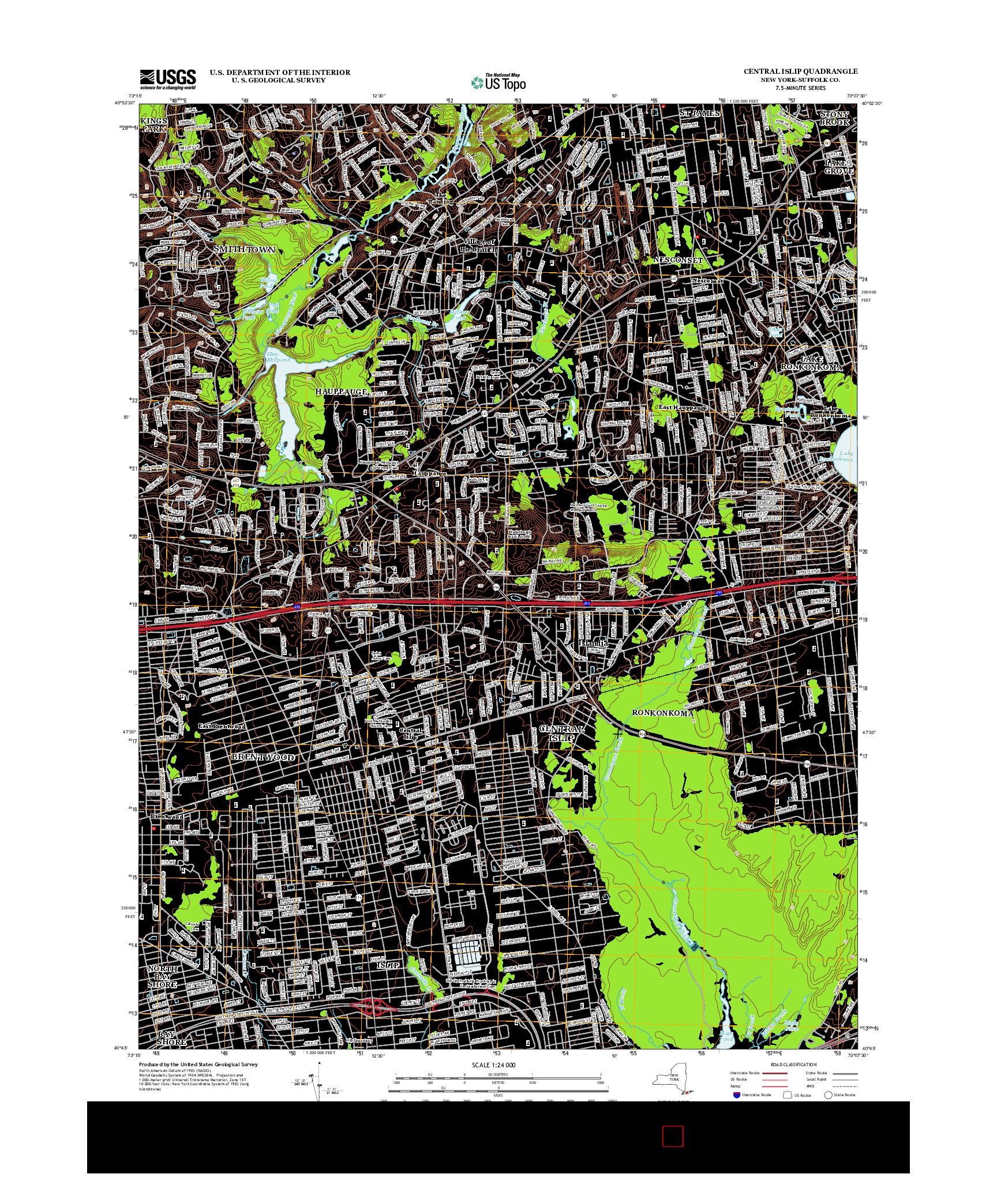 USGS US TOPO 7.5-MINUTE MAP FOR CENTRAL ISLIP, NY 2013