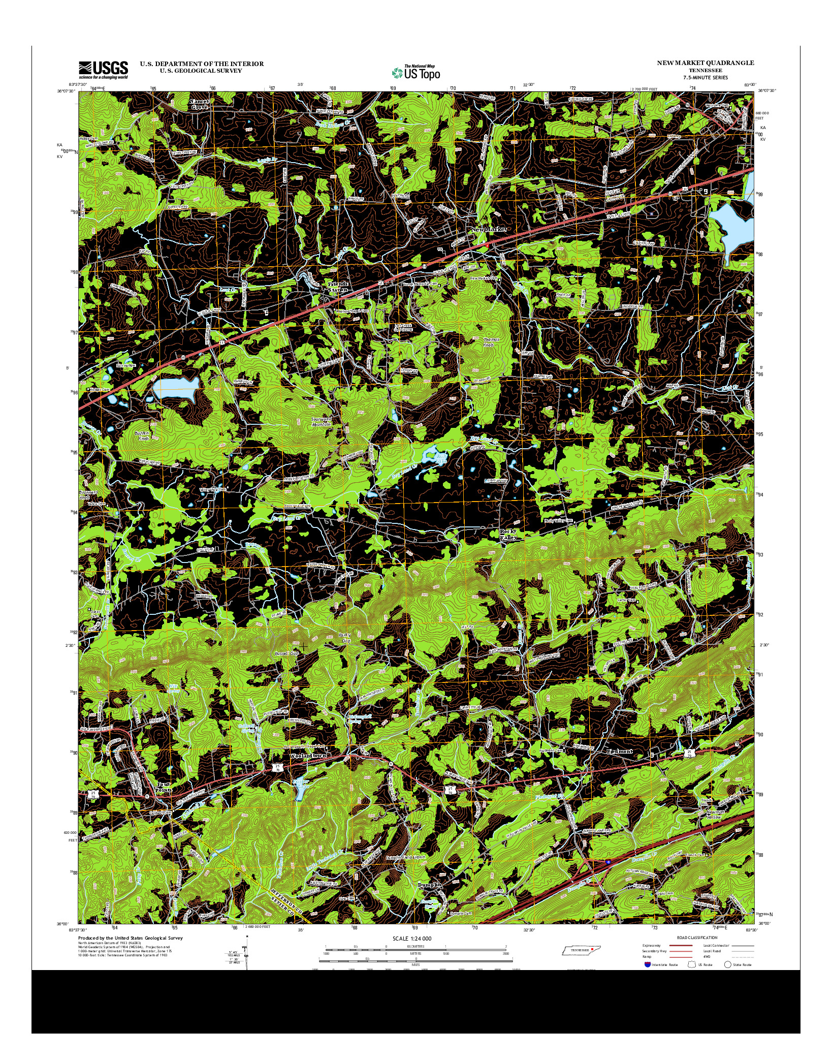 USGS US TOPO 7.5-MINUTE MAP FOR NEW MARKET, TN 2013