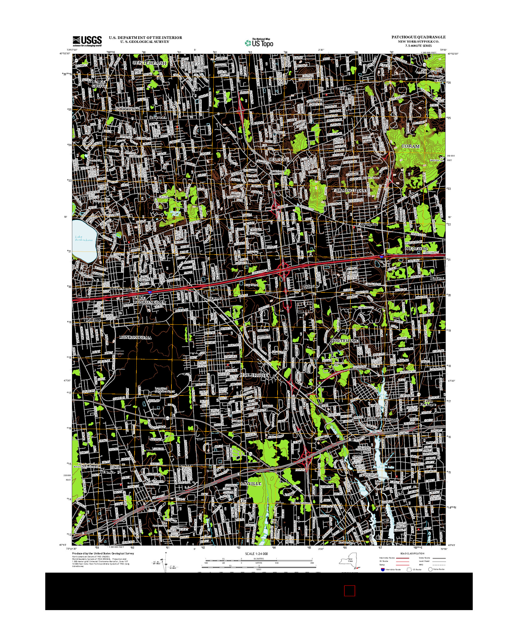 USGS US TOPO 7.5-MINUTE MAP FOR PATCHOGUE, NY 2013