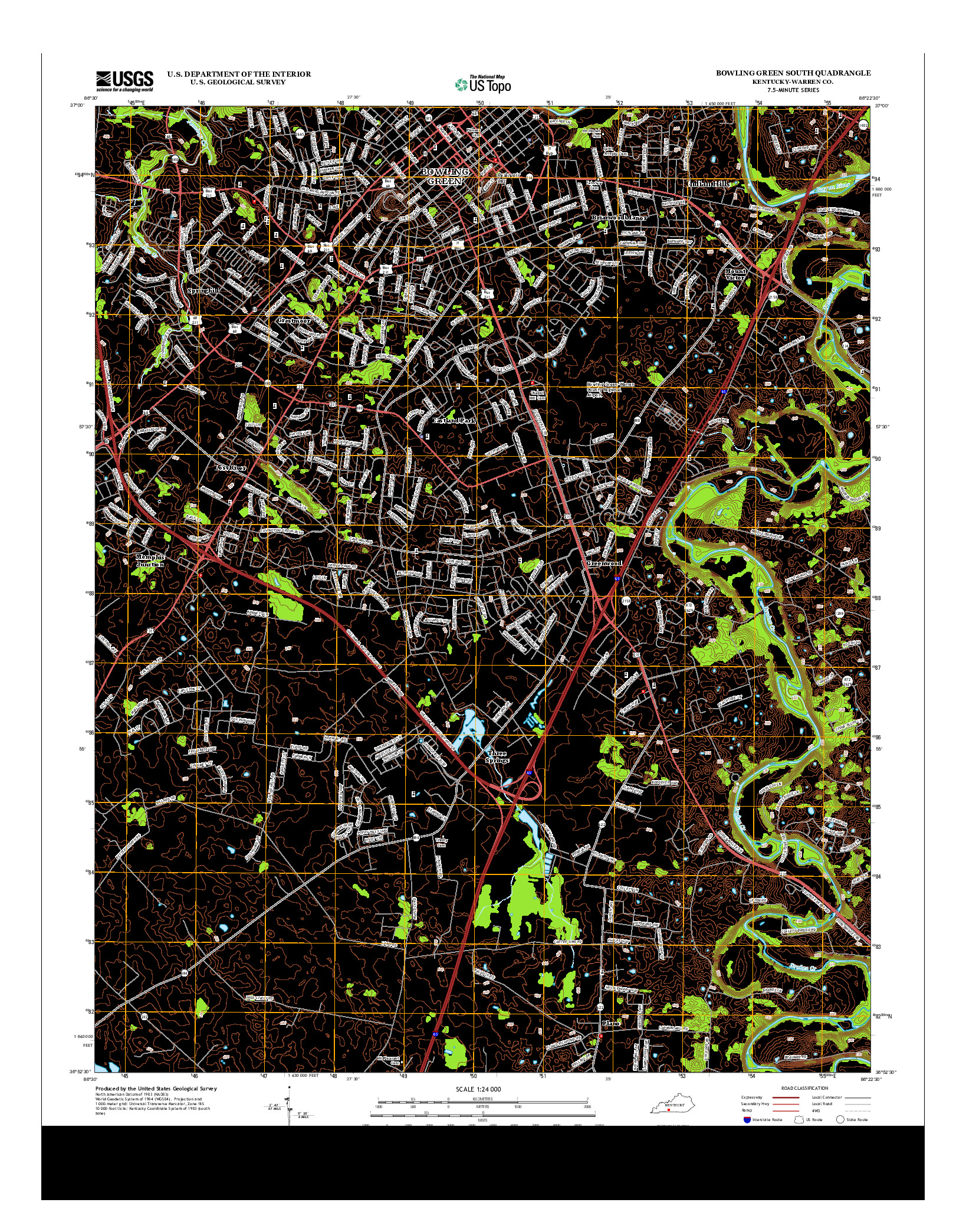 USGS US TOPO 7.5-MINUTE MAP FOR BOWLING GREEN SOUTH, KY 2013