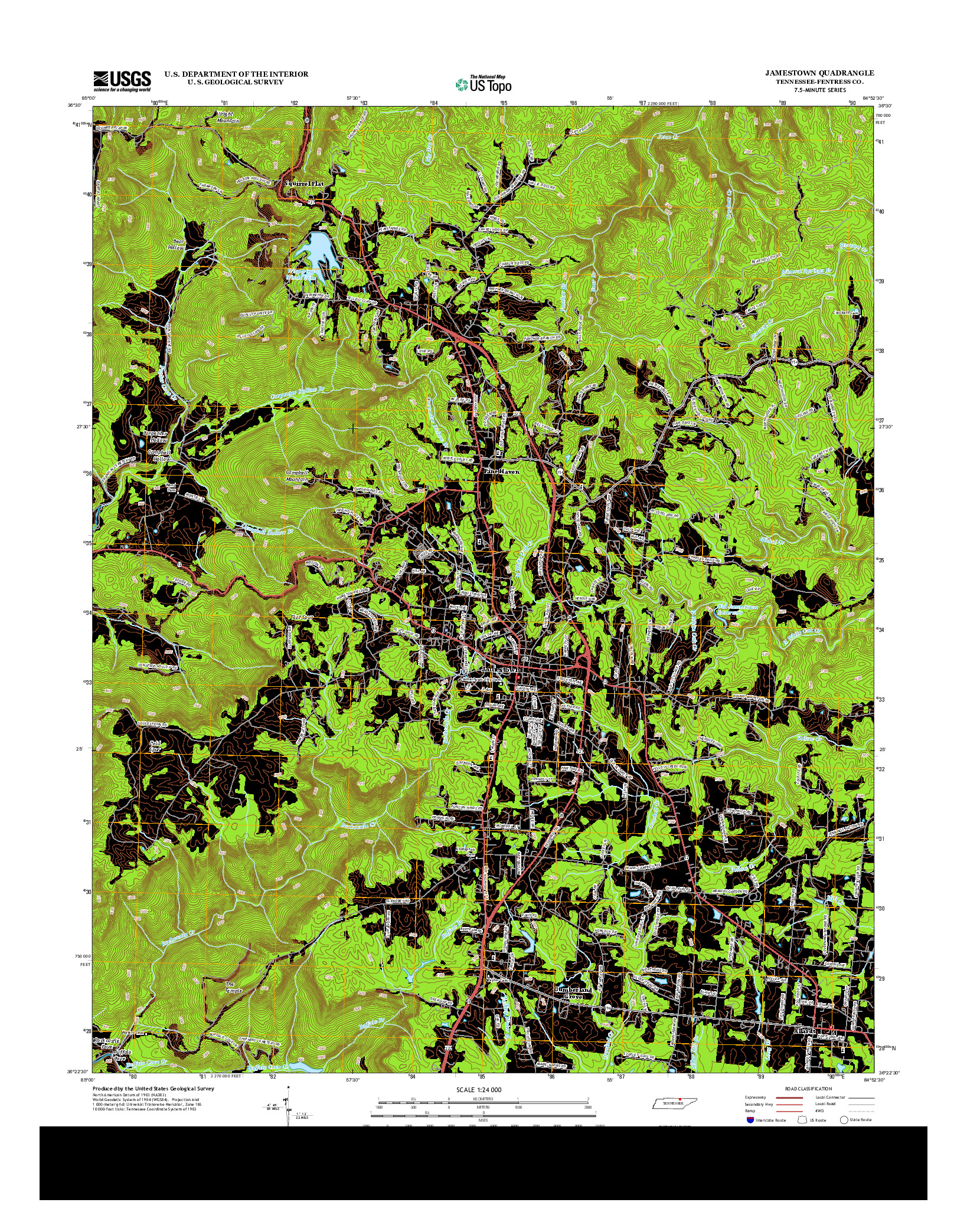 USGS US TOPO 7.5-MINUTE MAP FOR JAMESTOWN, TN 2013