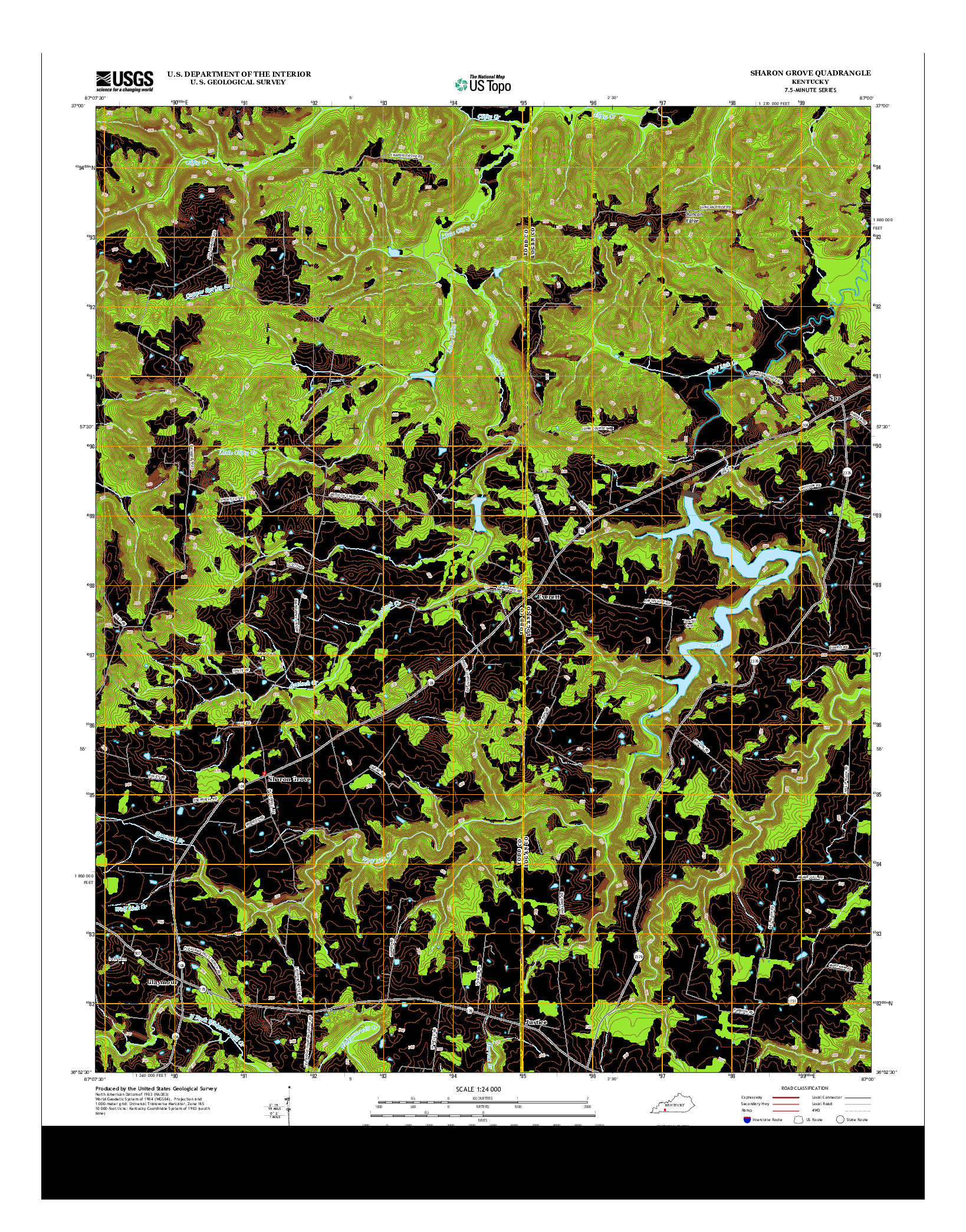 USGS US TOPO 7.5-MINUTE MAP FOR SHARON GROVE, KY 2013