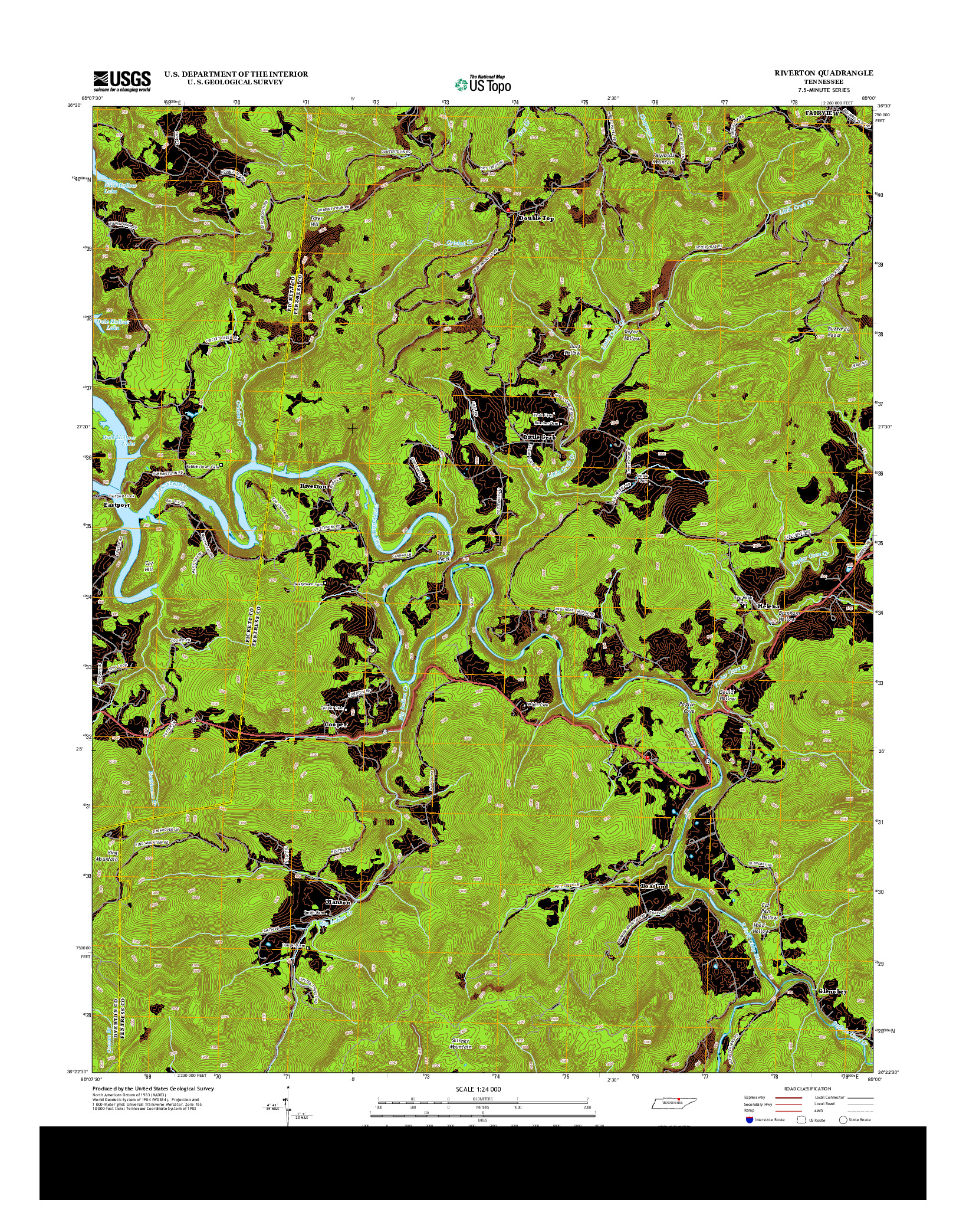 USGS US TOPO 7.5-MINUTE MAP FOR RIVERTON, TN 2013