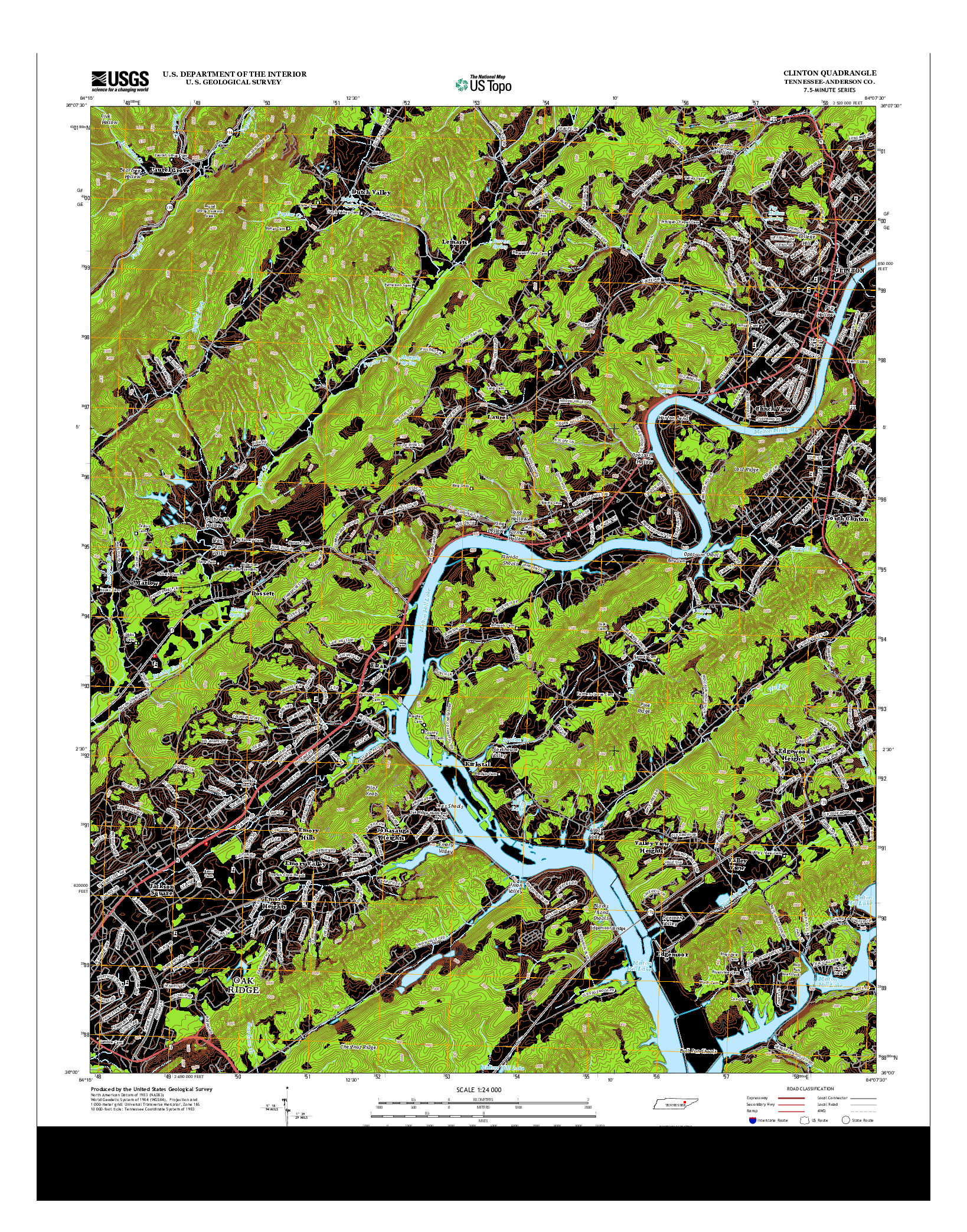 USGS US TOPO 7.5-MINUTE MAP FOR CLINTON, TN 2013