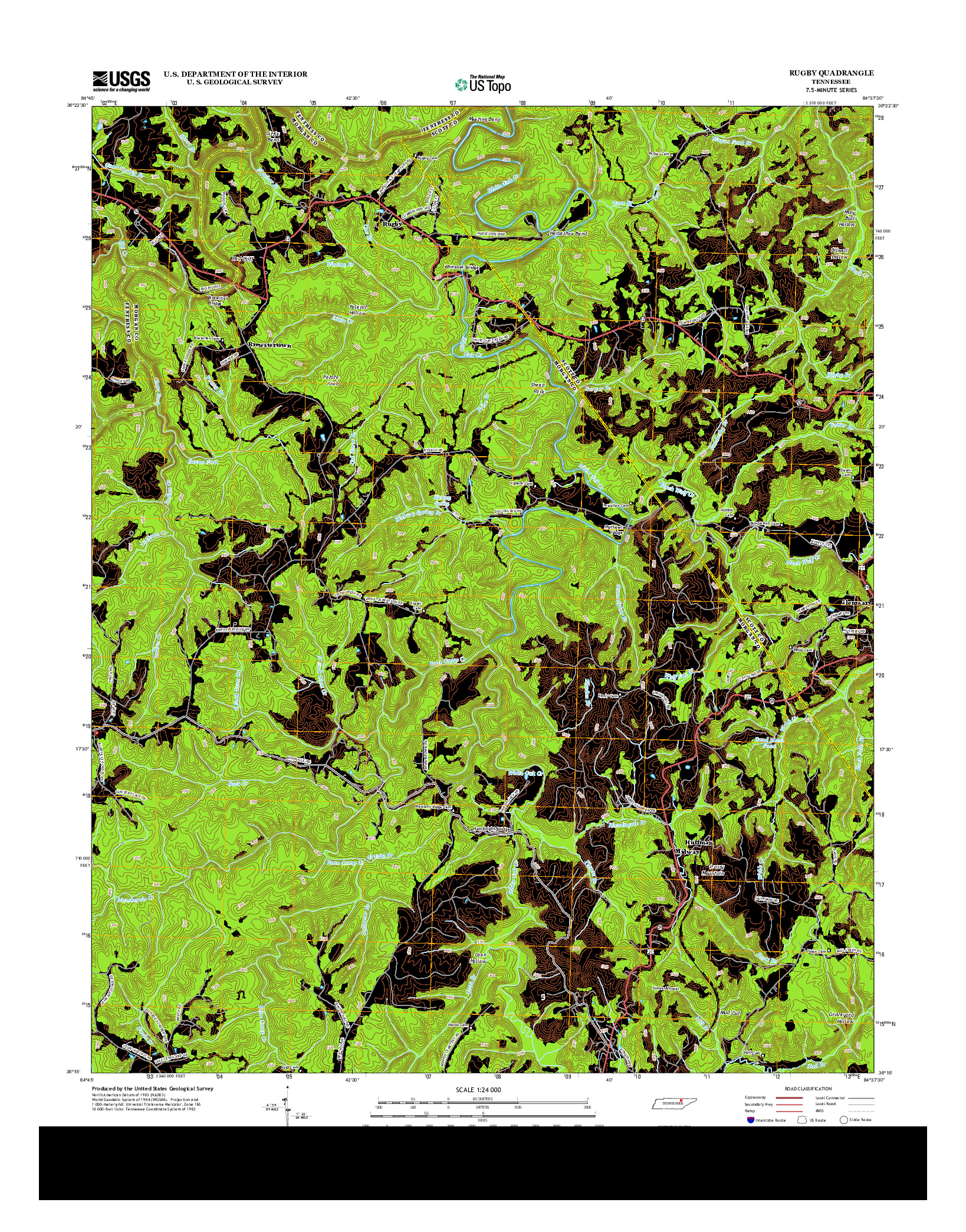 USGS US TOPO 7.5-MINUTE MAP FOR RUGBY, TN 2013