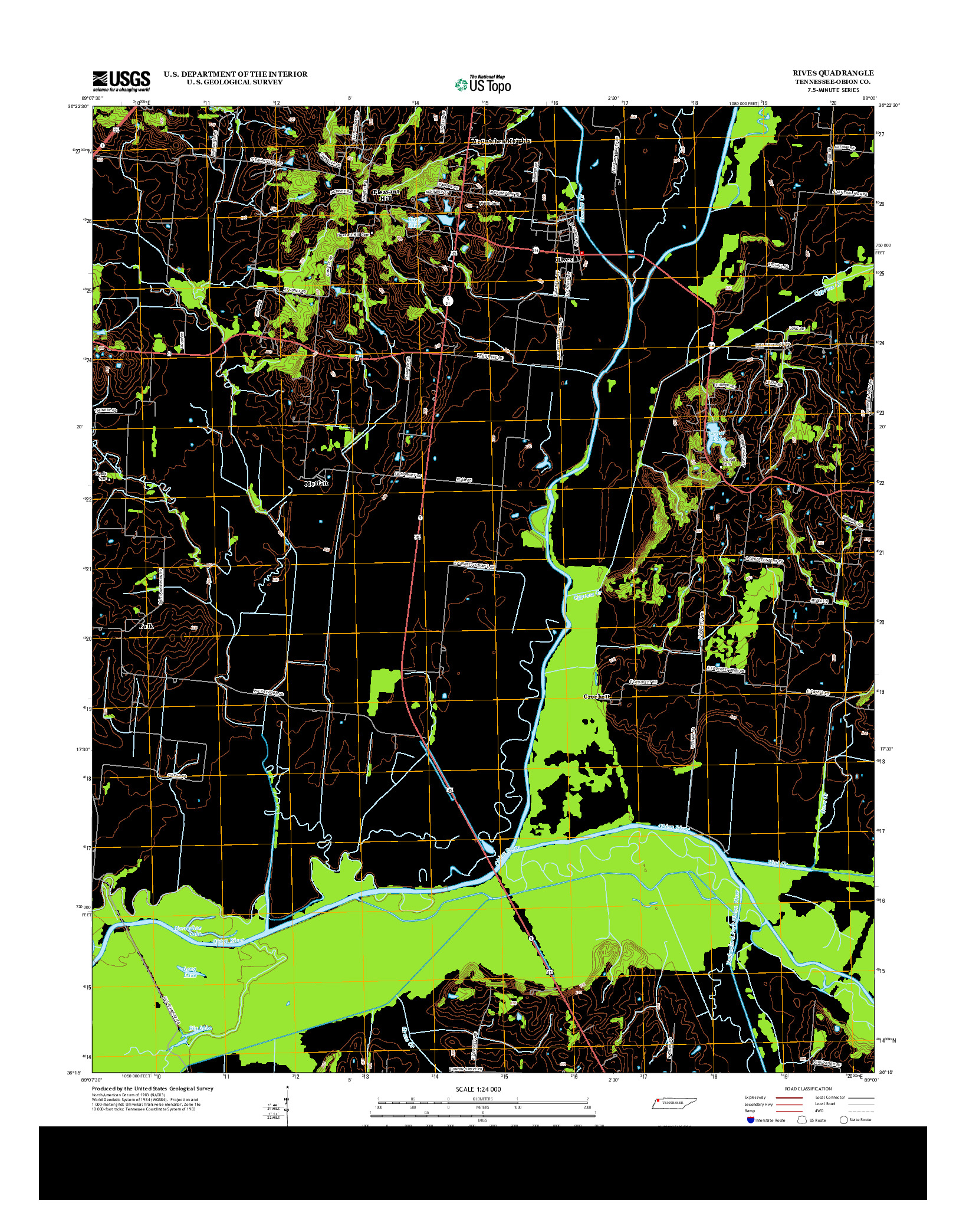 USGS US TOPO 7.5-MINUTE MAP FOR RIVES, TN 2013