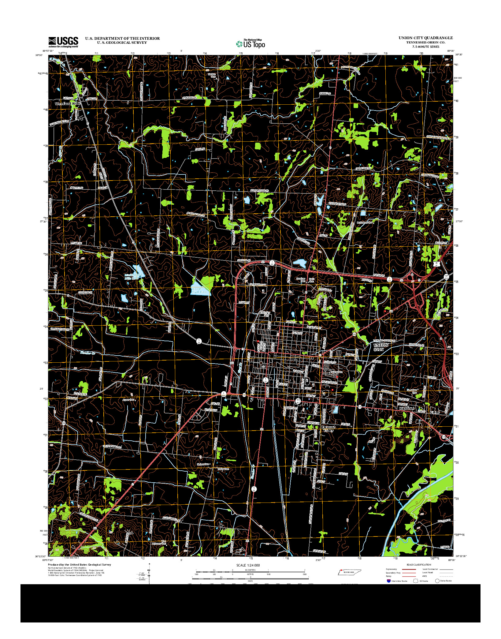 USGS US TOPO 7.5-MINUTE MAP FOR UNION CITY, TN 2013