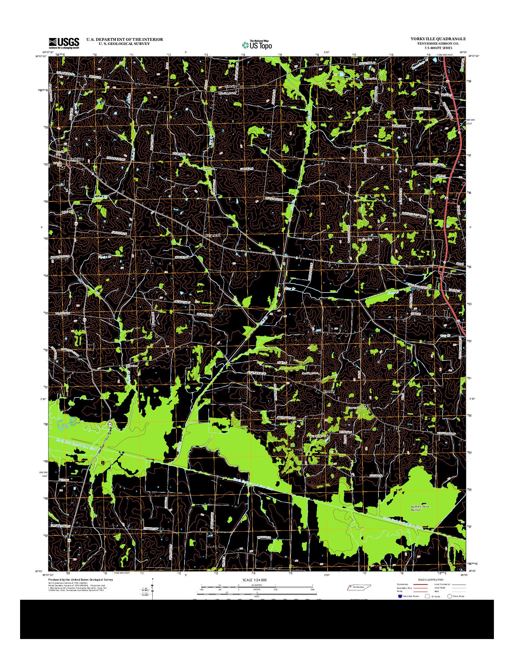 USGS US TOPO 7.5-MINUTE MAP FOR YORKVILLE, TN 2013