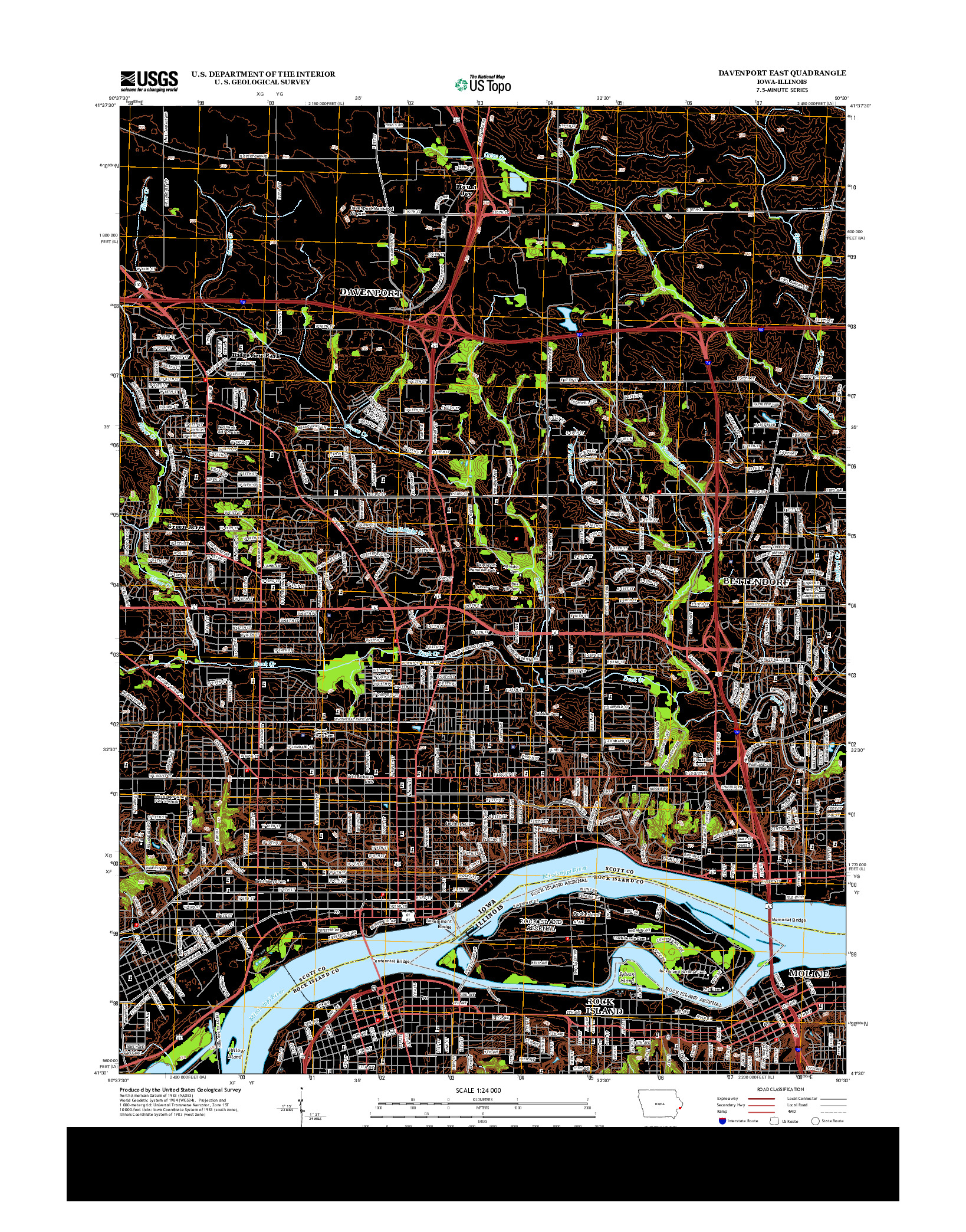 USGS US TOPO 7.5-MINUTE MAP FOR DAVENPORT EAST, IA-IL 2013