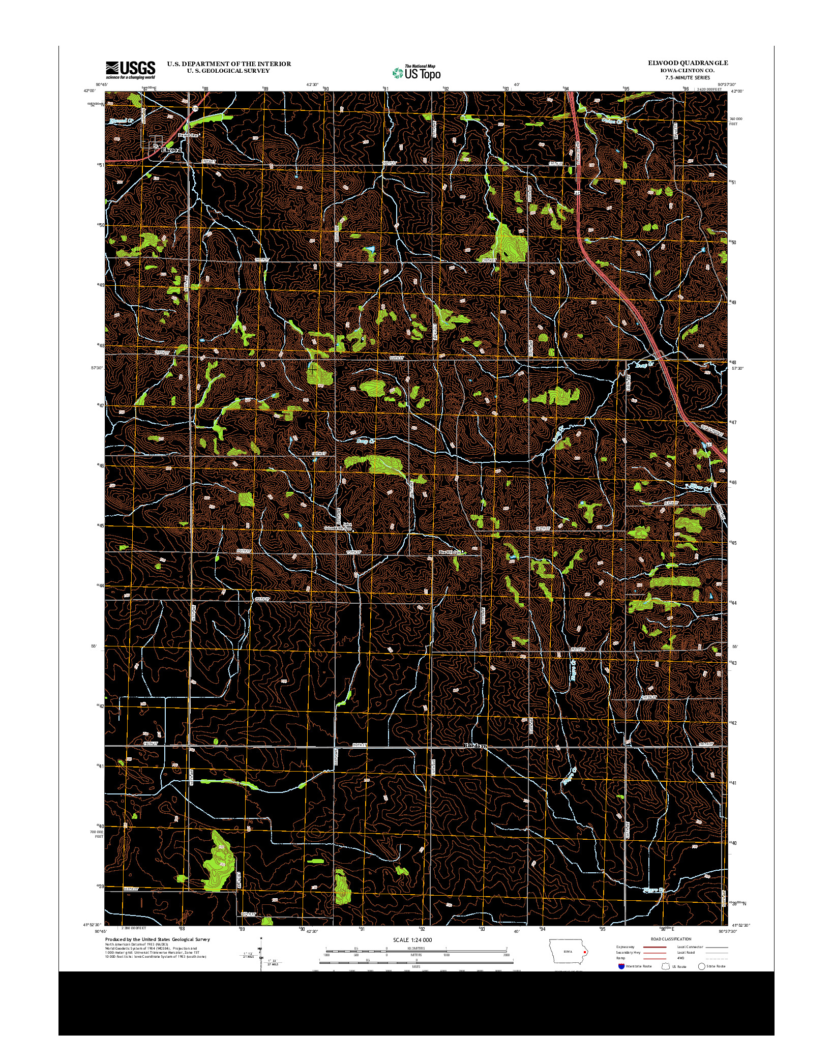 USGS US TOPO 7.5-MINUTE MAP FOR ELWOOD, IA 2013