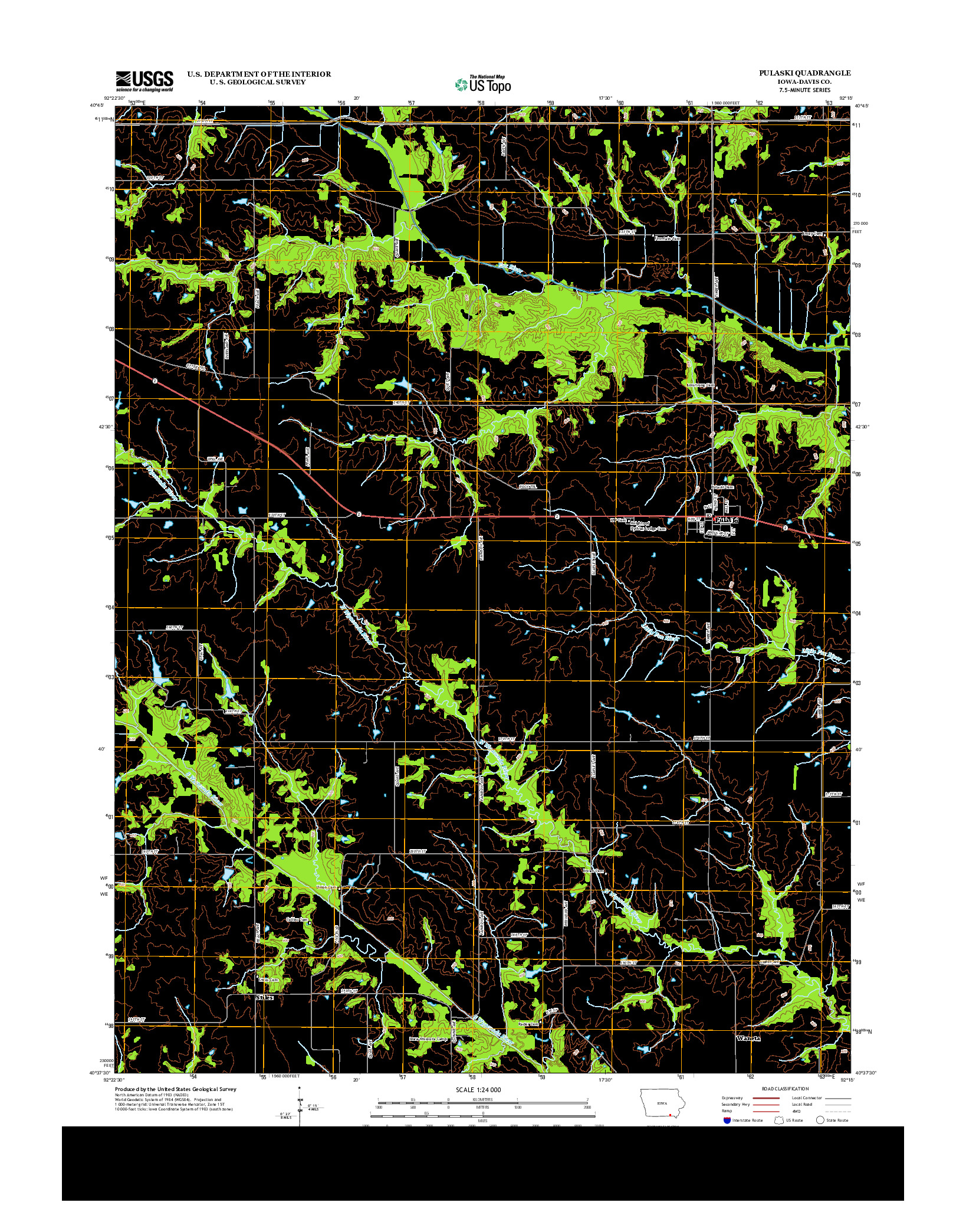 USGS US TOPO 7.5-MINUTE MAP FOR PULASKI, IA 2013