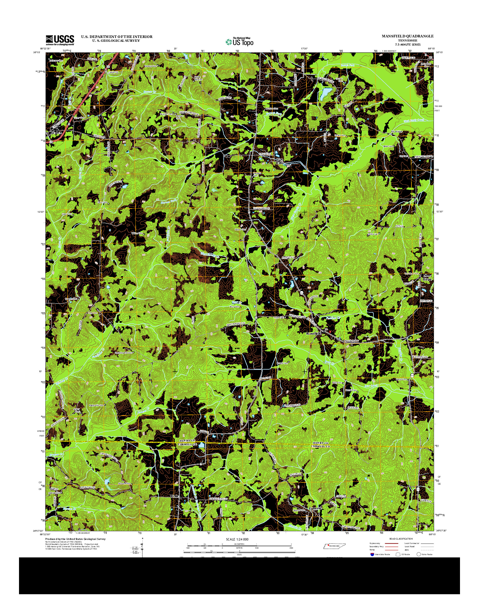 USGS US TOPO 7.5-MINUTE MAP FOR MANSFIELD, TN 2013