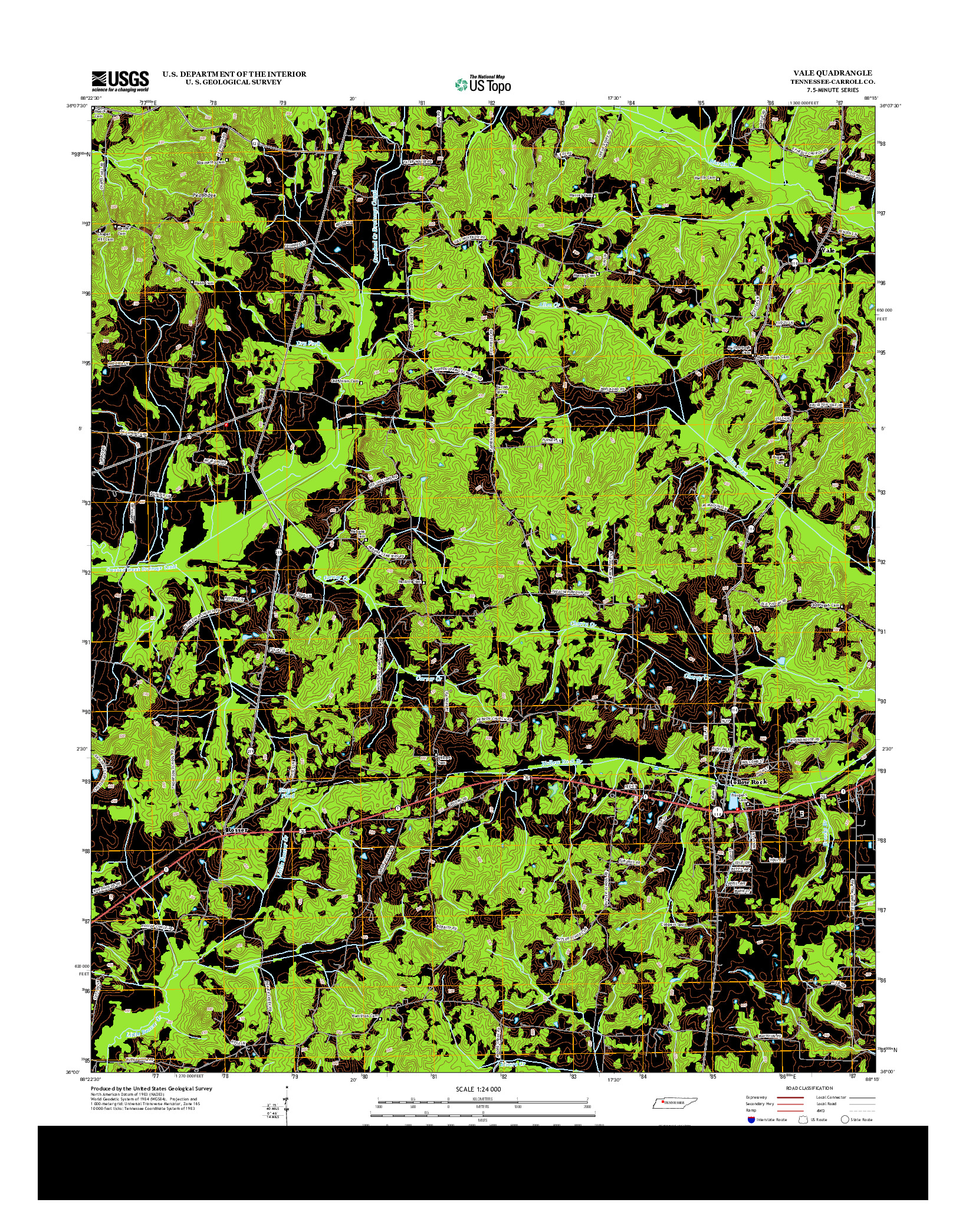 USGS US TOPO 7.5-MINUTE MAP FOR VALE, TN 2013