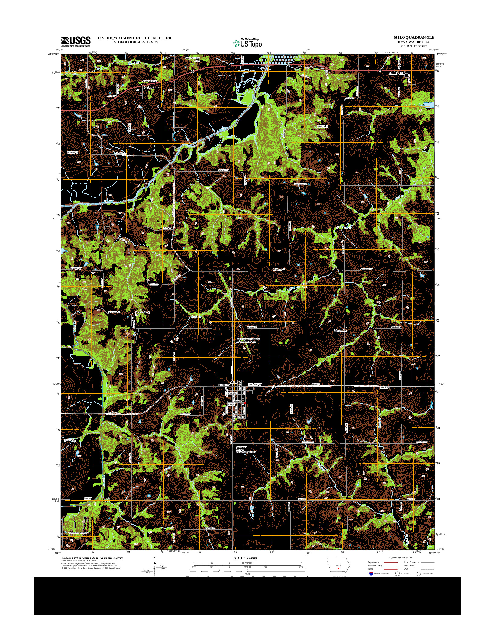 USGS US TOPO 7.5-MINUTE MAP FOR MILO, IA 2013