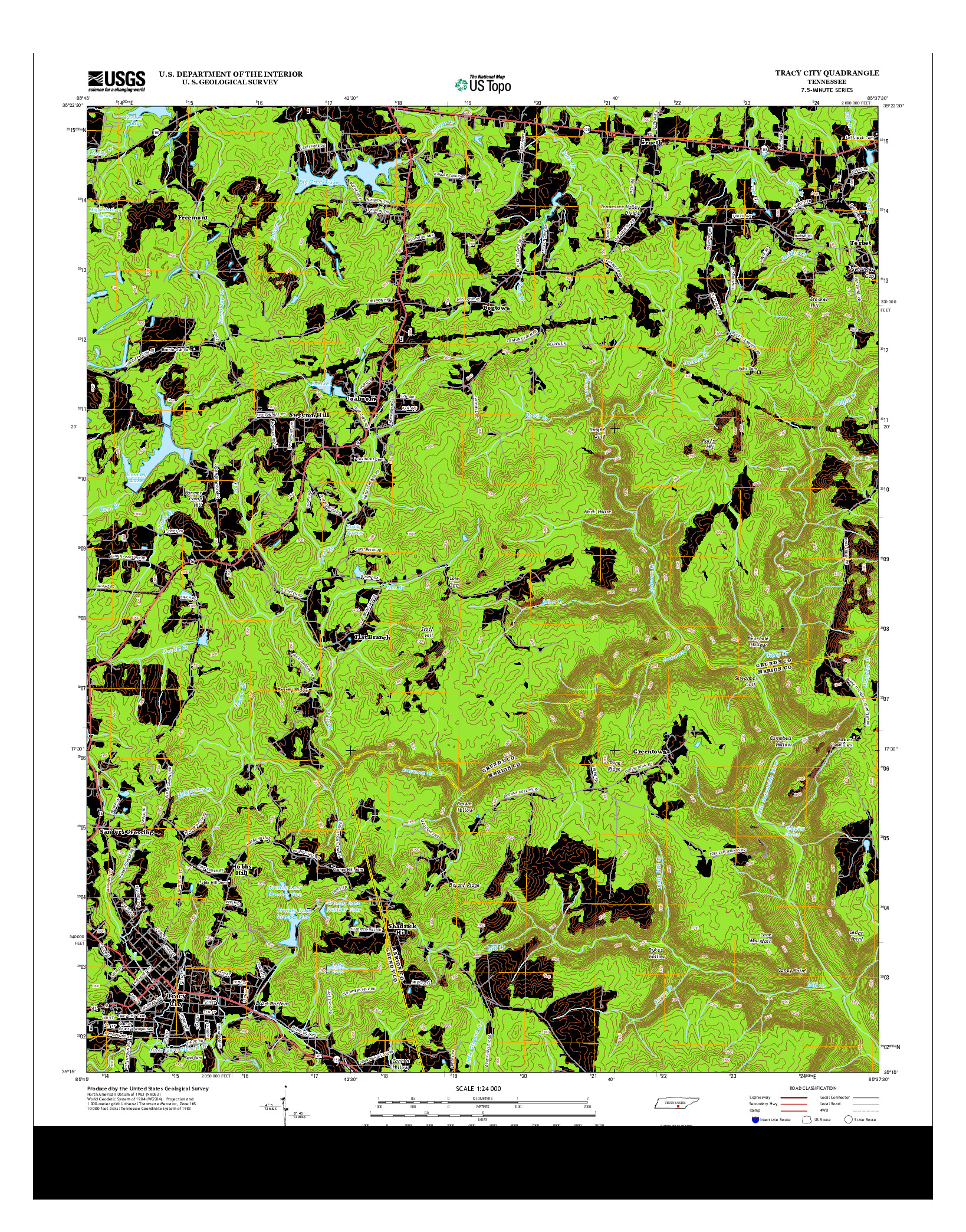 USGS US TOPO 7.5-MINUTE MAP FOR TRACY CITY, TN 2013