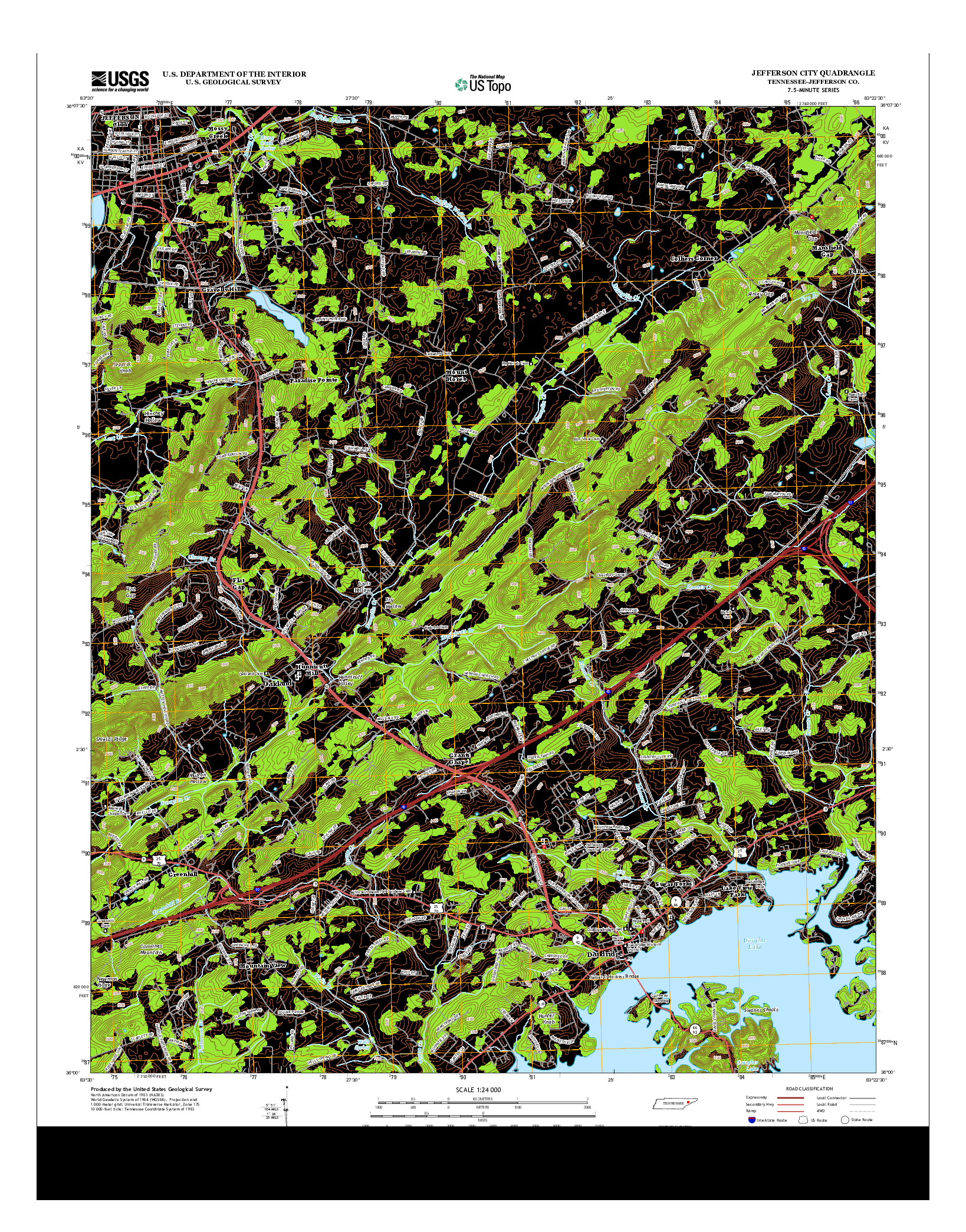 USGS US TOPO 7.5-MINUTE MAP FOR JEFFERSON CITY, TN 2013