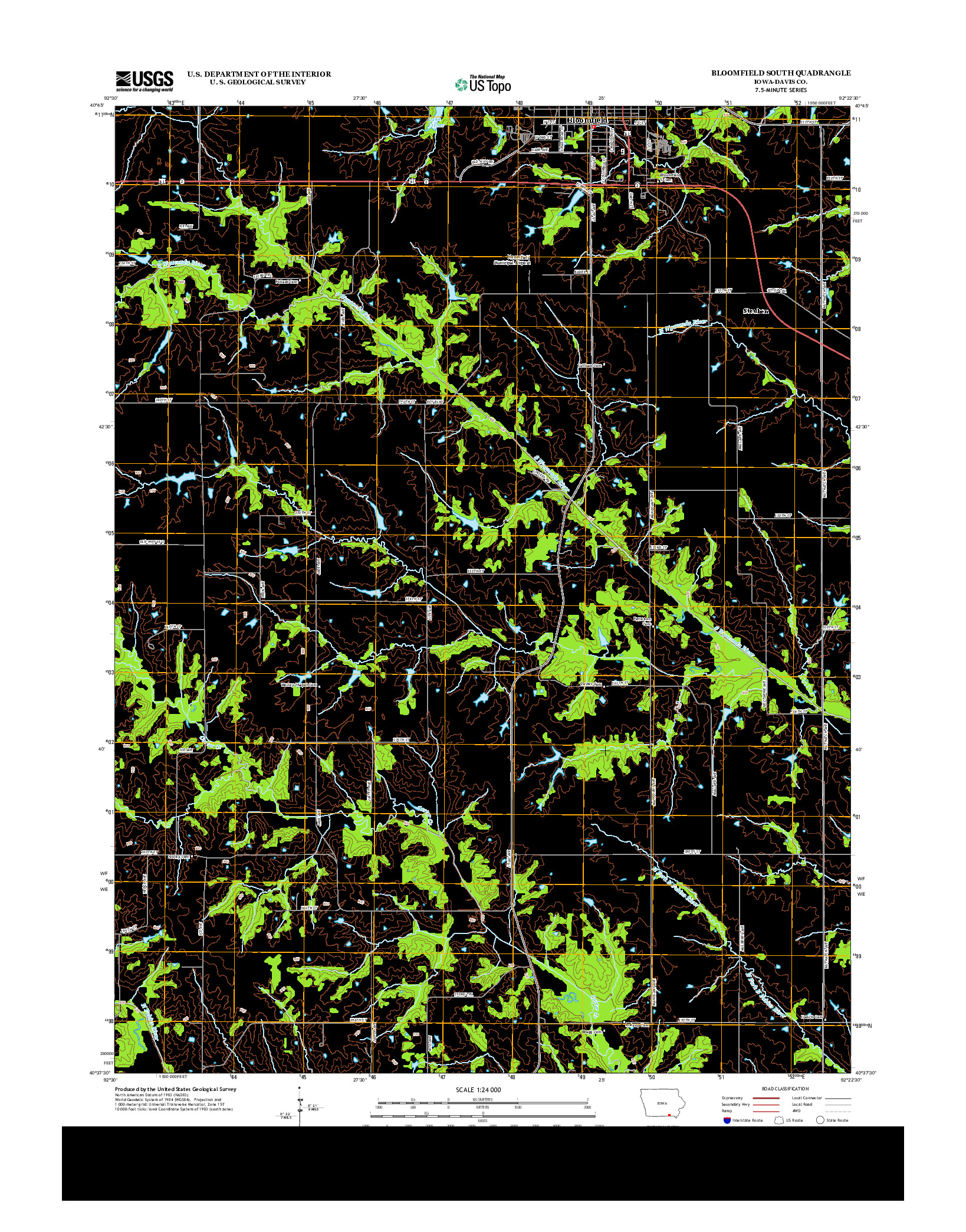 USGS US TOPO 7.5-MINUTE MAP FOR BLOOMFIELD SOUTH, IA 2013