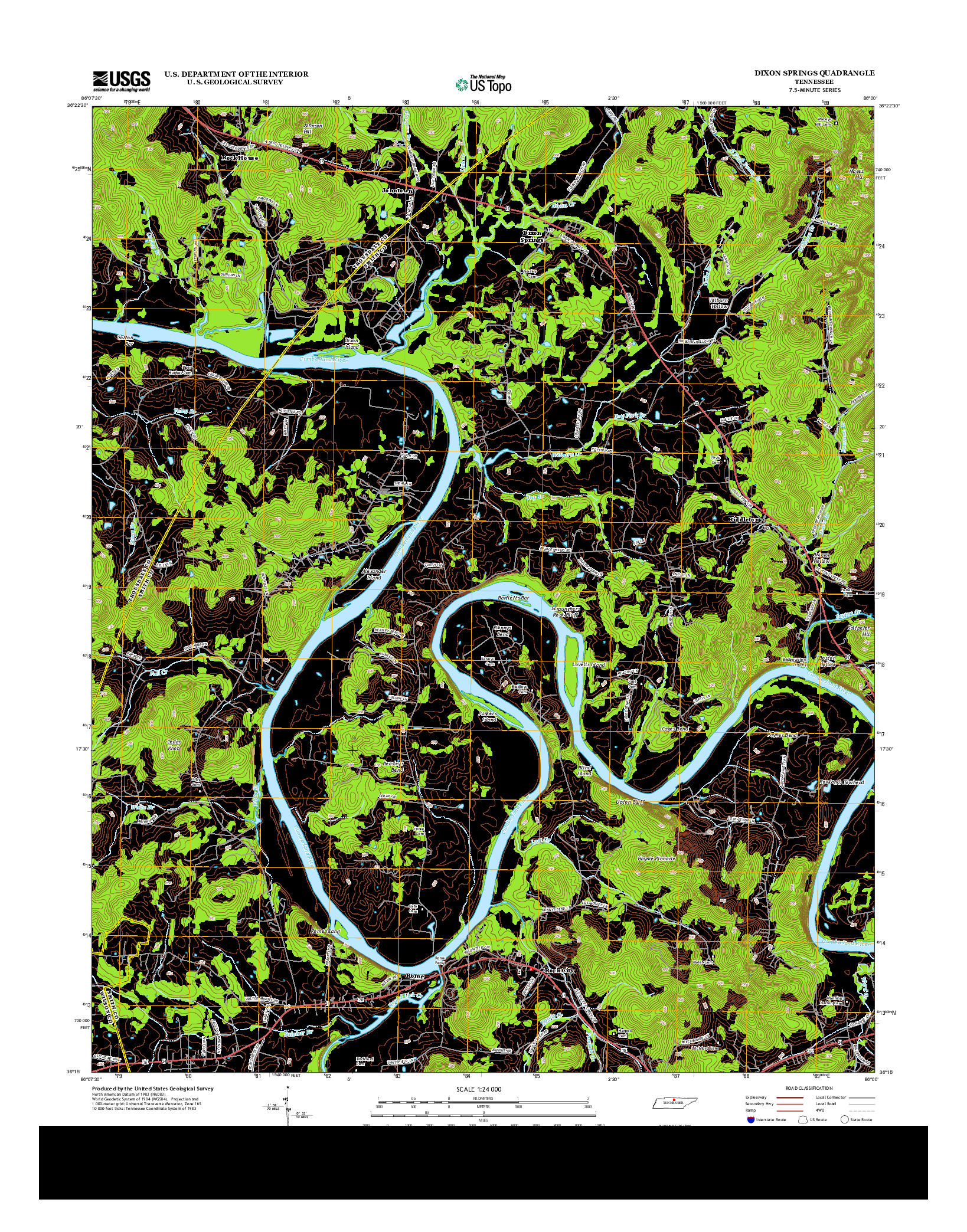 USGS US TOPO 7.5-MINUTE MAP FOR DIXON SPRINGS, TN 2013