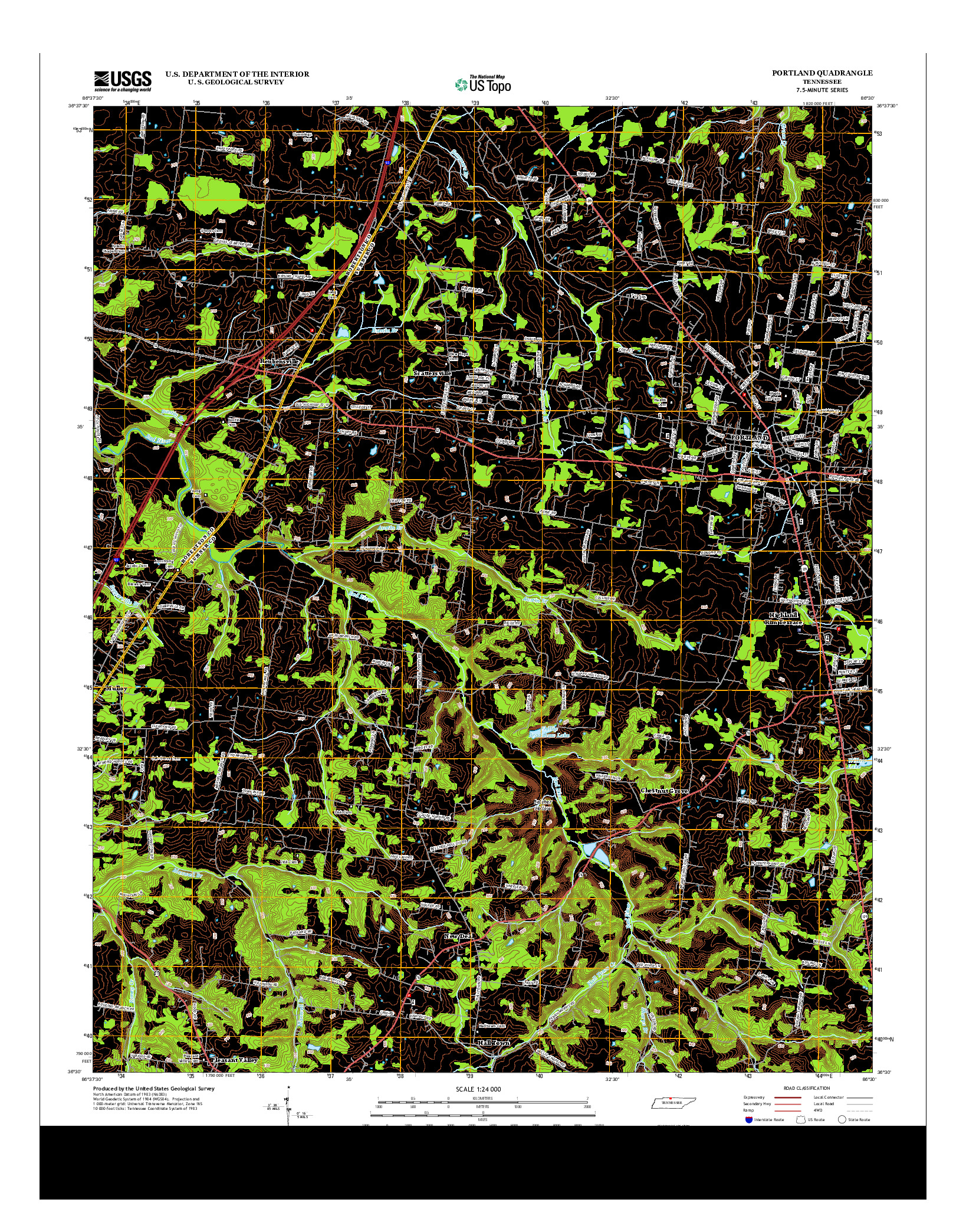 USGS US TOPO 7.5-MINUTE MAP FOR PORTLAND, TN 2013