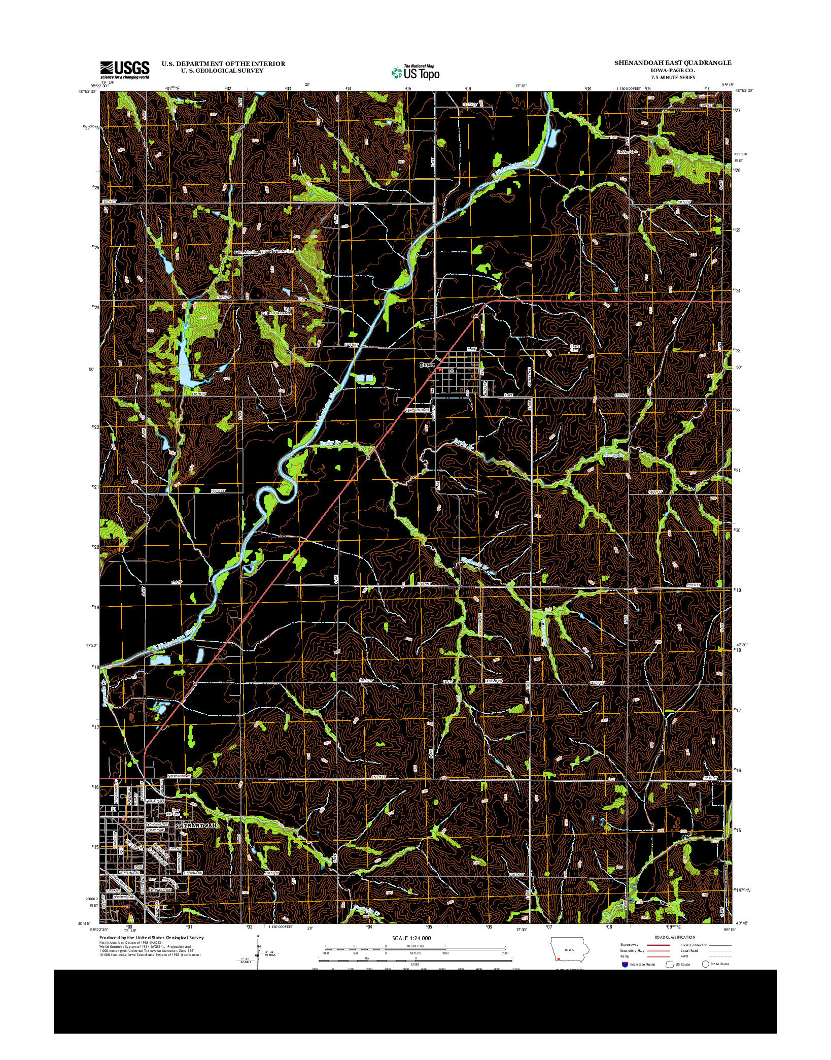 USGS US TOPO 7.5-MINUTE MAP FOR SHENANDOAH EAST, IA 2013