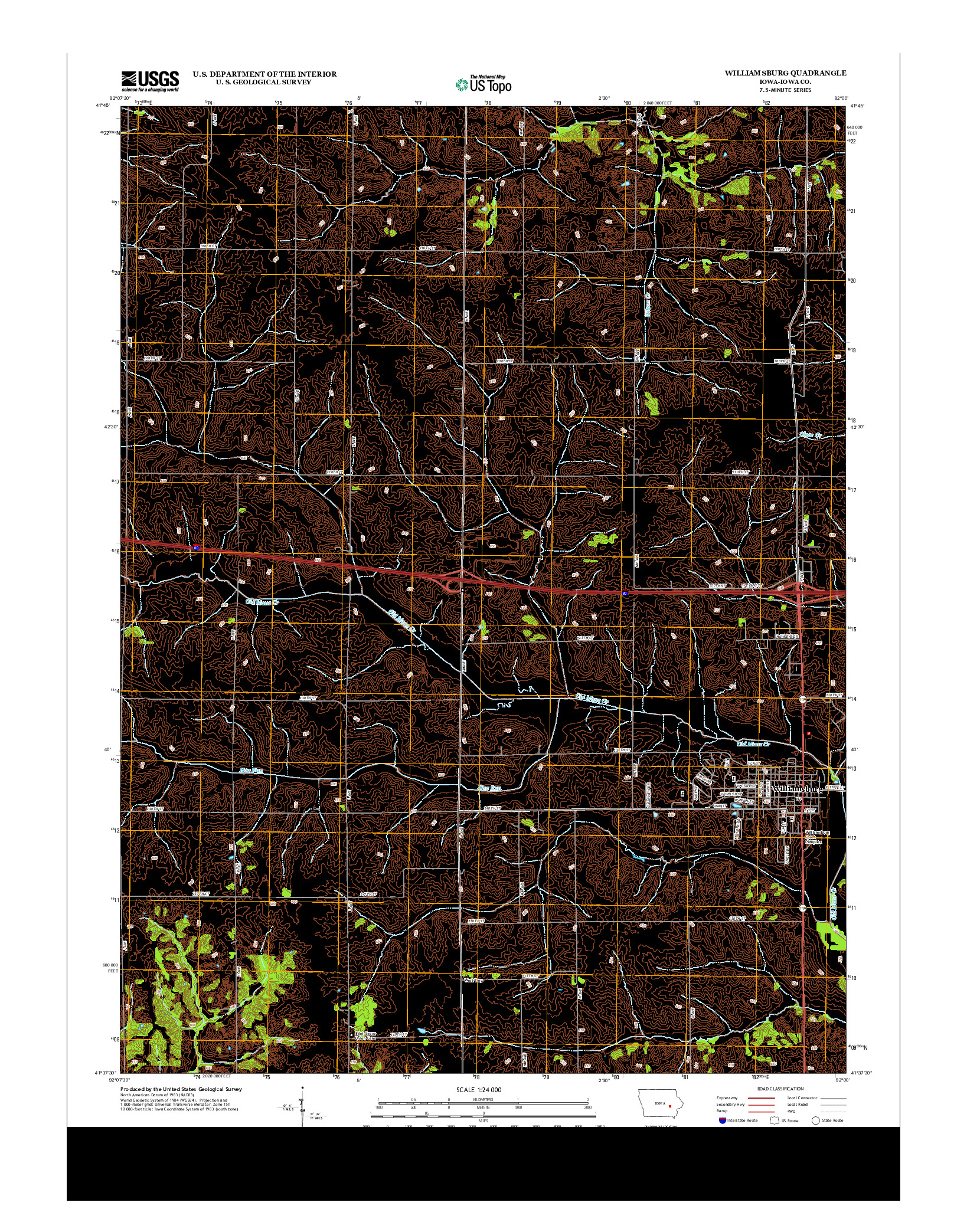 USGS US TOPO 7.5-MINUTE MAP FOR WILLIAMSBURG, IA 2013