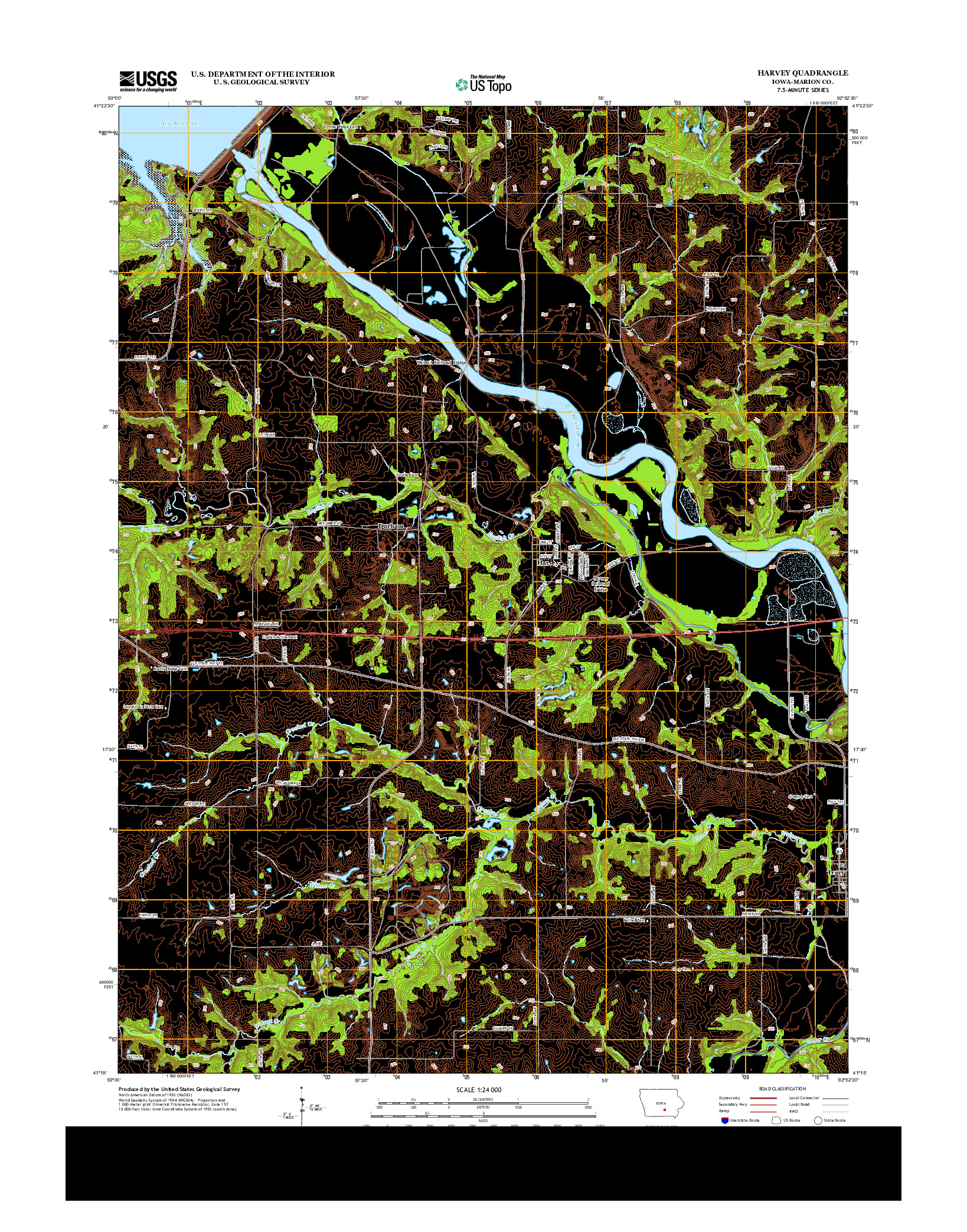 USGS US TOPO 7.5-MINUTE MAP FOR HARVEY, IA 2013