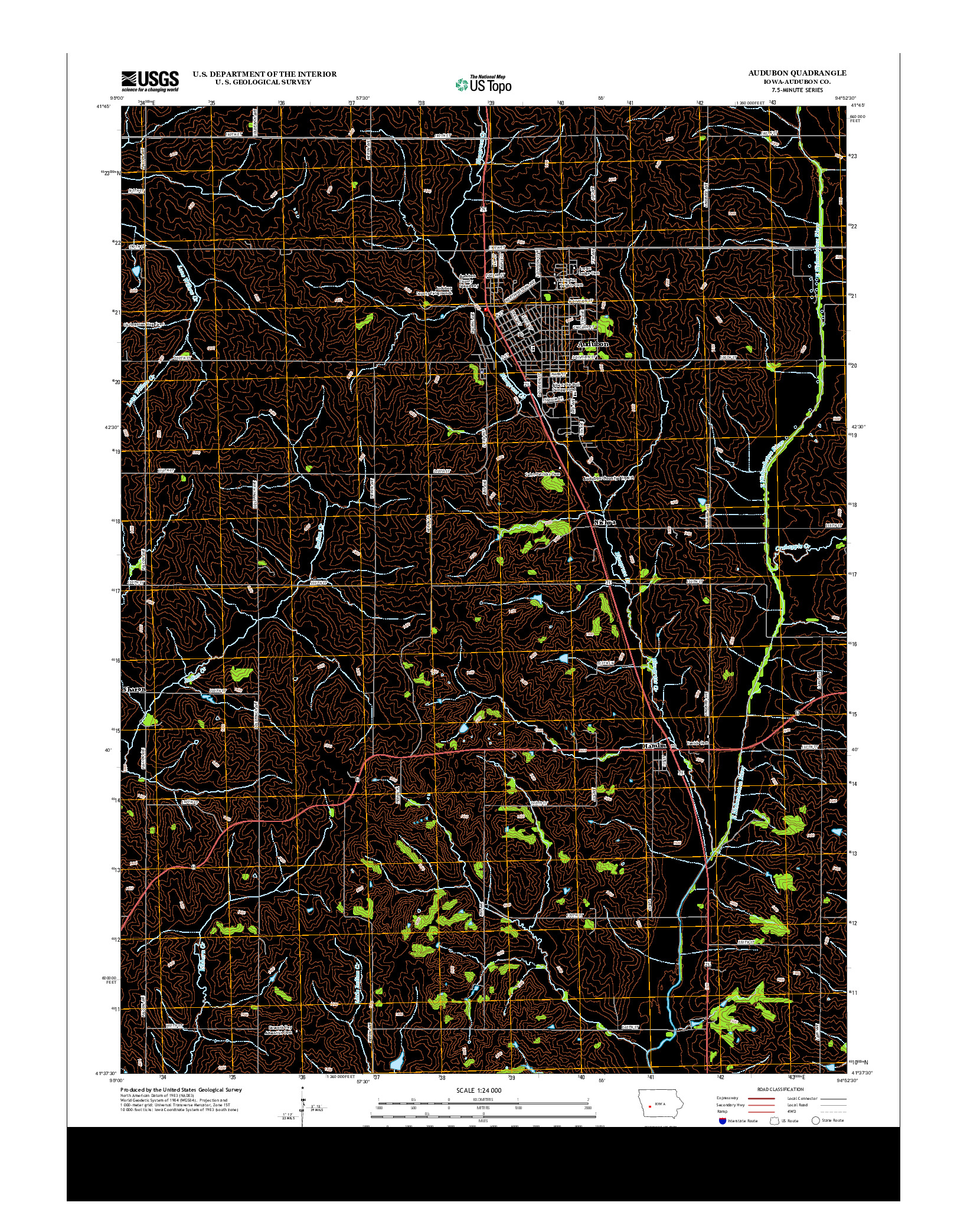 USGS US TOPO 7.5-MINUTE MAP FOR AUDUBON, IA 2013