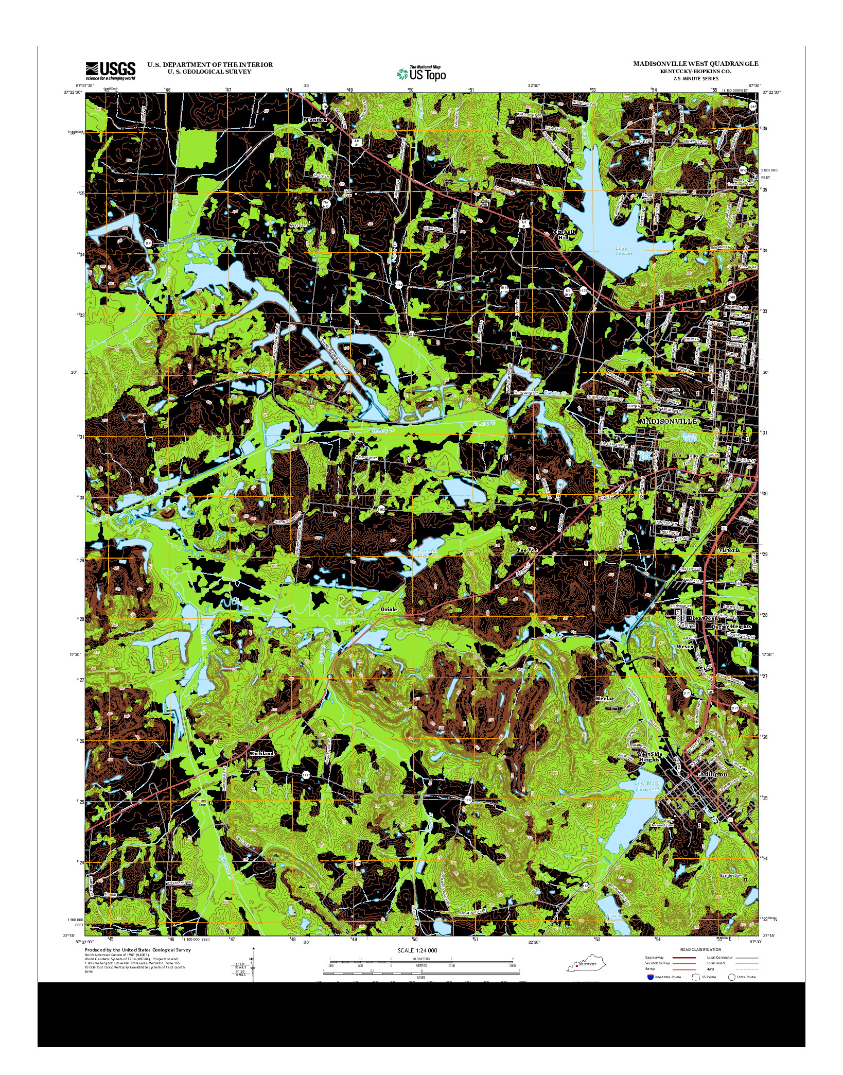 USGS US TOPO 7.5-MINUTE MAP FOR MADISONVILLE WEST, KY 2013