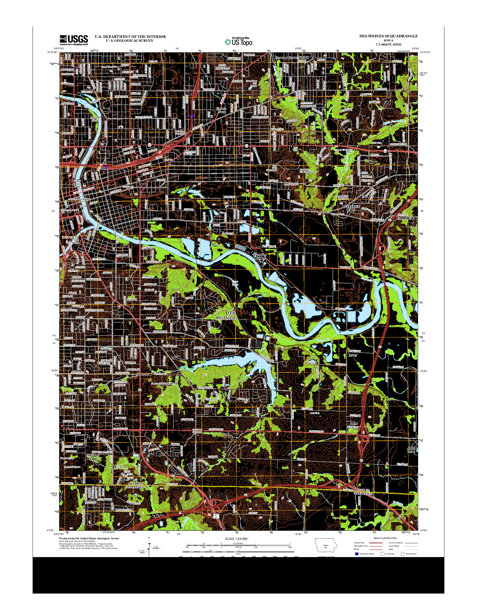 USGS US TOPO 7.5-MINUTE MAP FOR DES MOINES SE, IA 2013