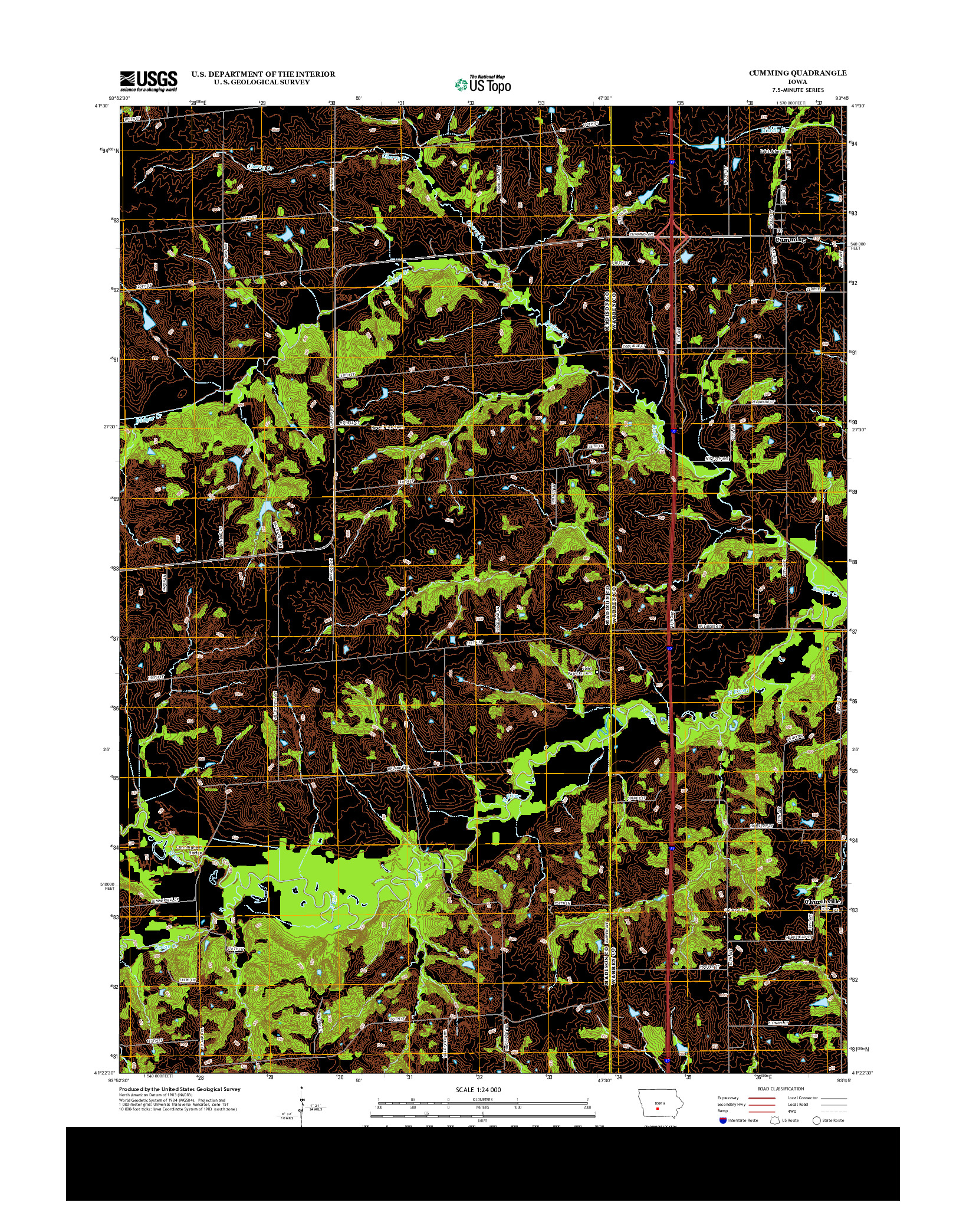 USGS US TOPO 7.5-MINUTE MAP FOR CUMMING, IA 2013