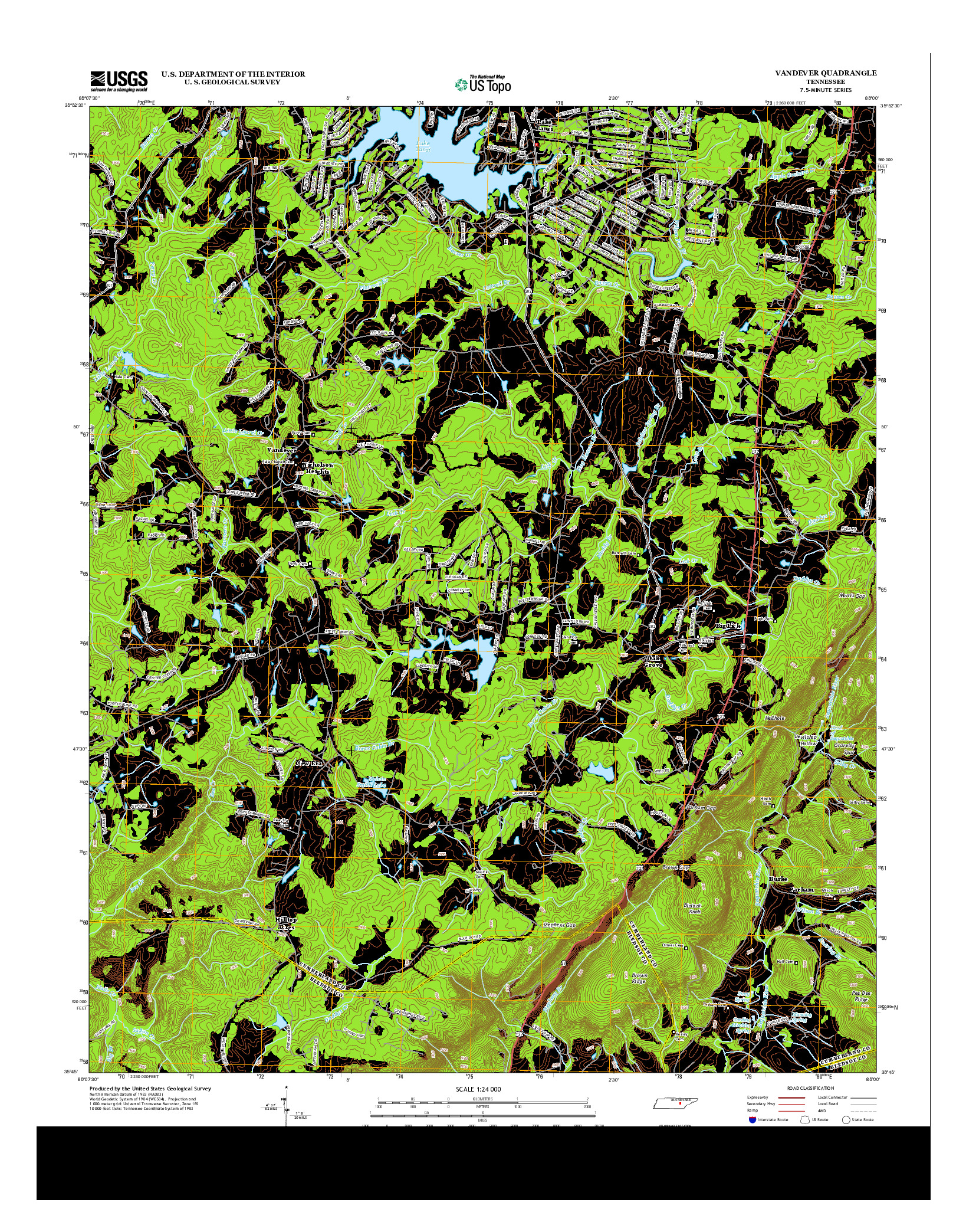 USGS US TOPO 7.5-MINUTE MAP FOR VANDEVER, TN 2013