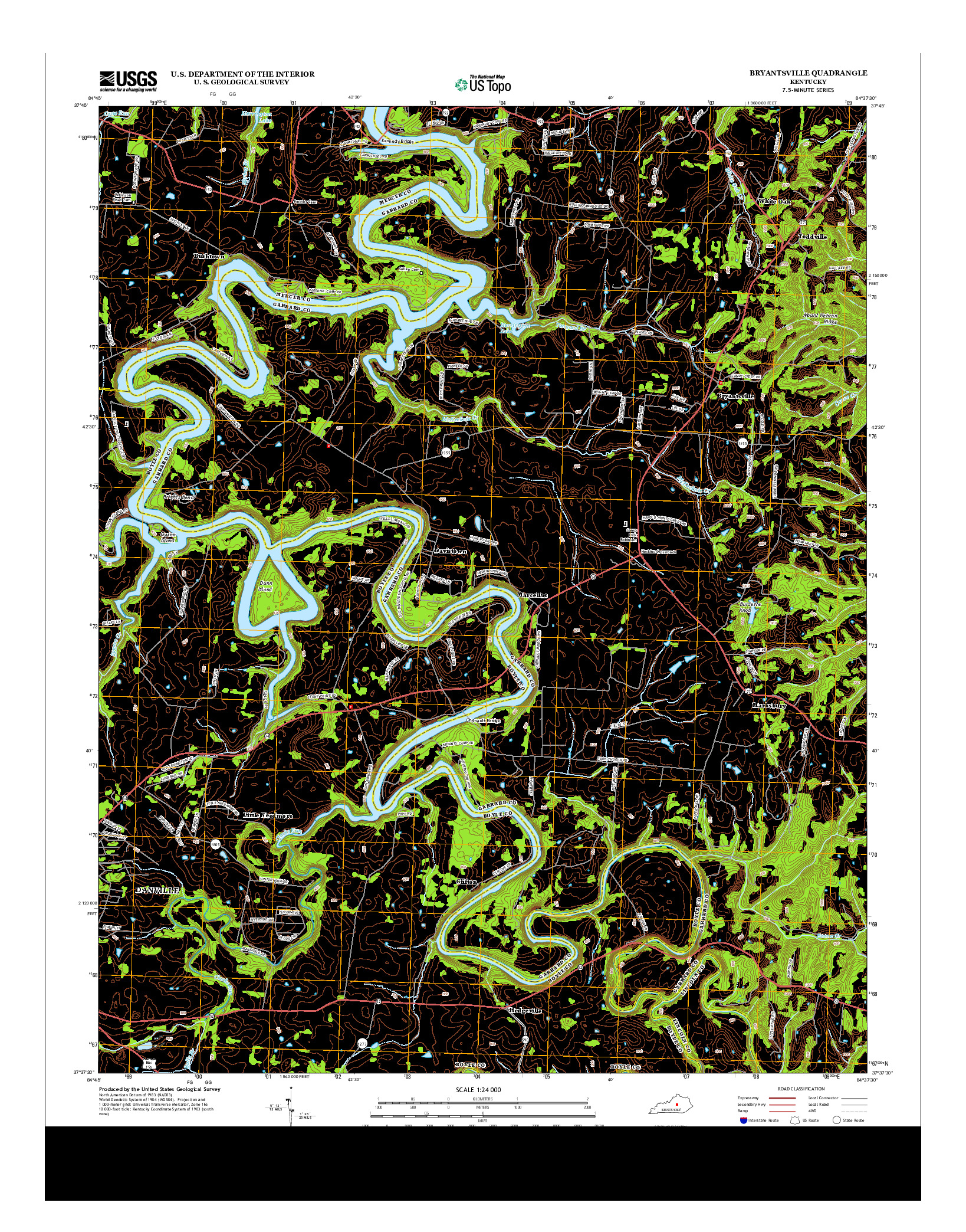 USGS US TOPO 7.5-MINUTE MAP FOR BRYANTSVILLE, KY 2013