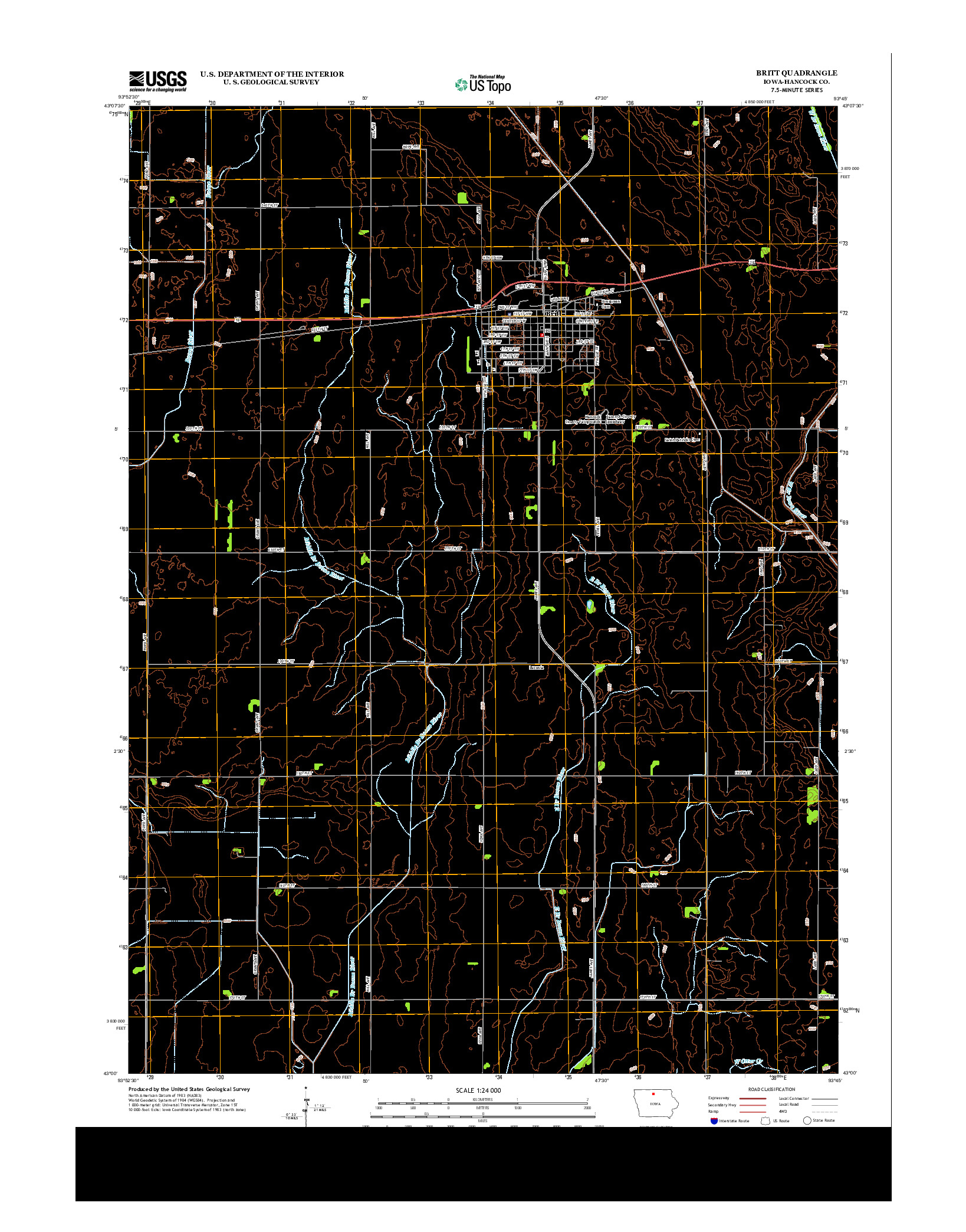 USGS US TOPO 7.5-MINUTE MAP FOR BRITT, IA 2013