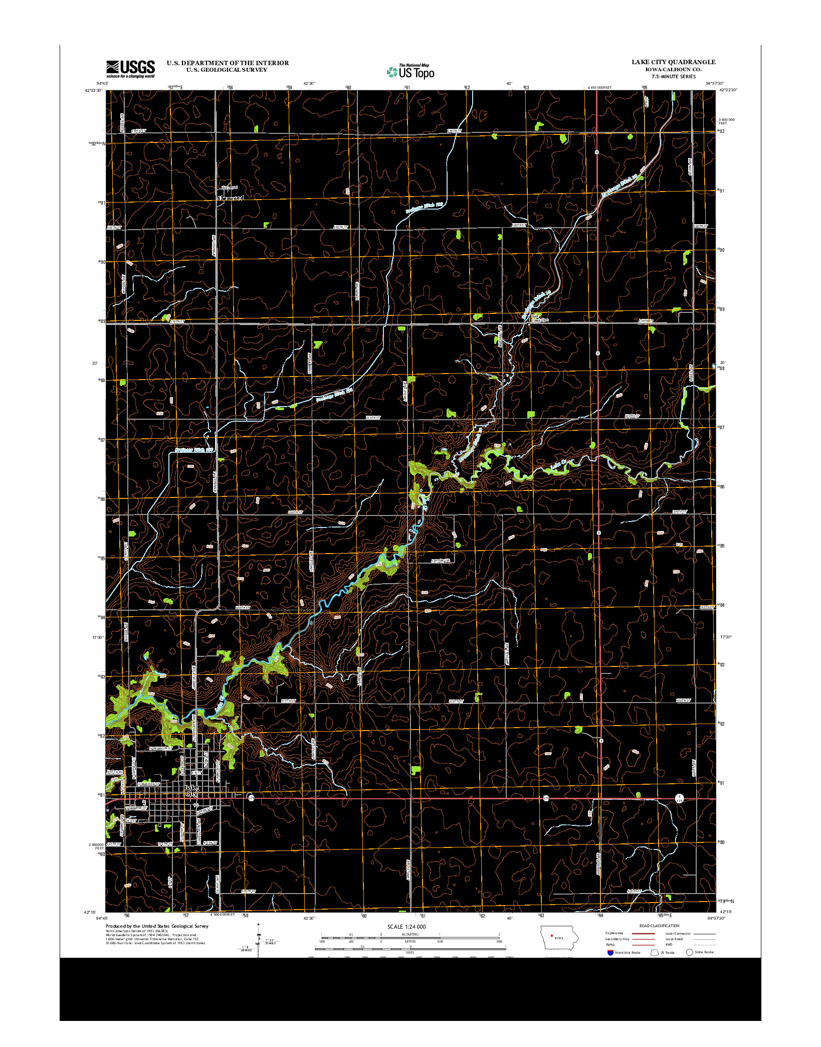 USGS US TOPO 7.5-MINUTE MAP FOR LAKE CITY, IA 2013