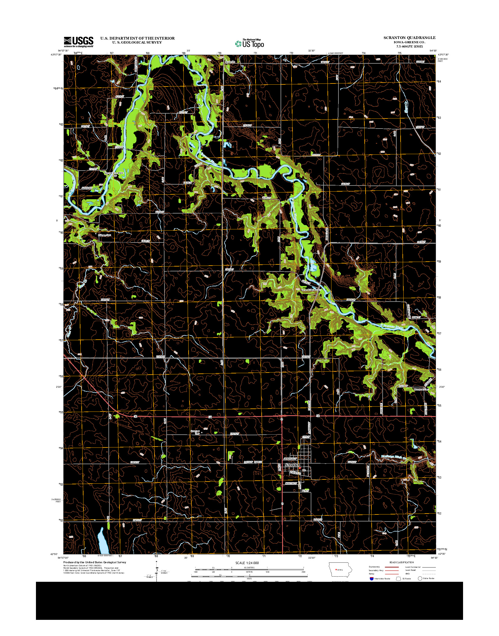 USGS US TOPO 7.5-MINUTE MAP FOR SCRANTON, IA 2013