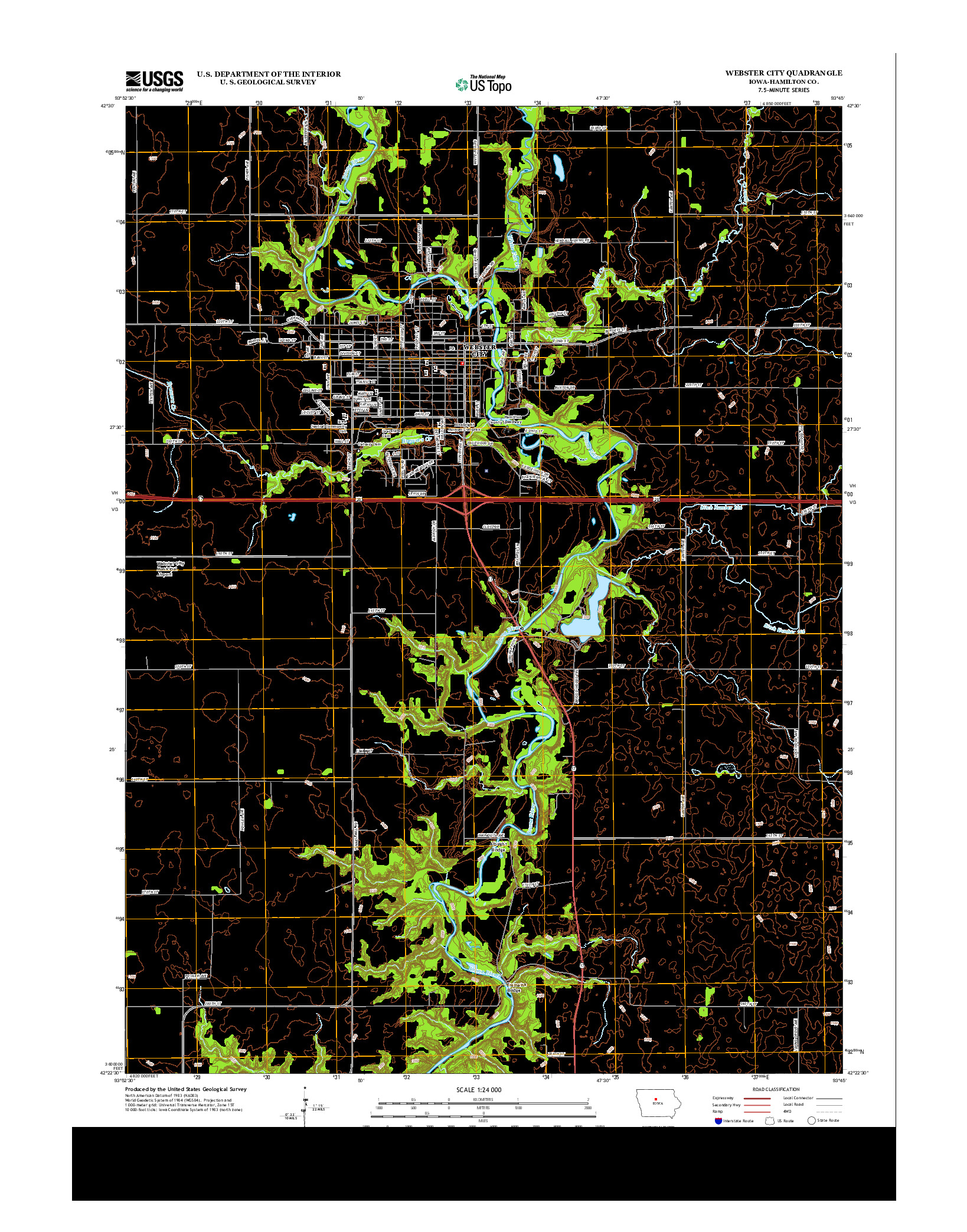 USGS US TOPO 7.5-MINUTE MAP FOR WEBSTER CITY, IA 2013