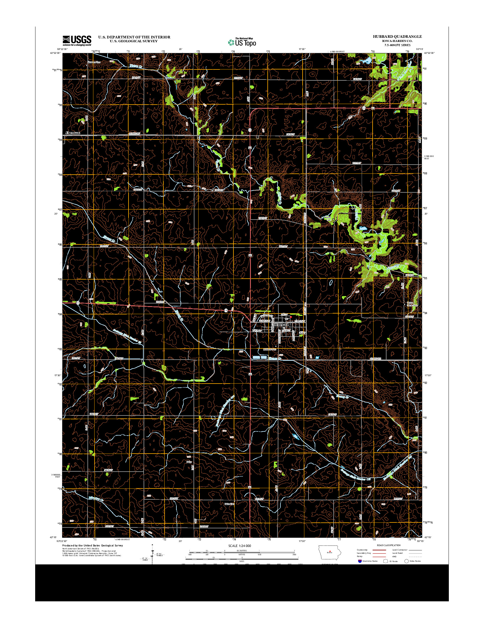 USGS US TOPO 7.5-MINUTE MAP FOR HUBBARD, IA 2013