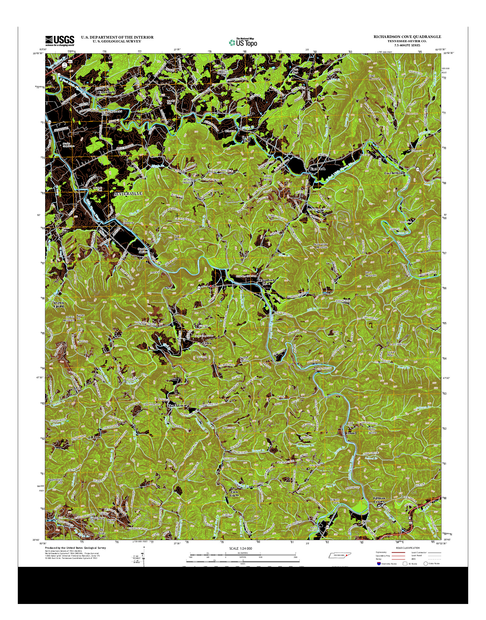 USGS US TOPO 7.5-MINUTE MAP FOR RICHARDSON COVE, TN 2013