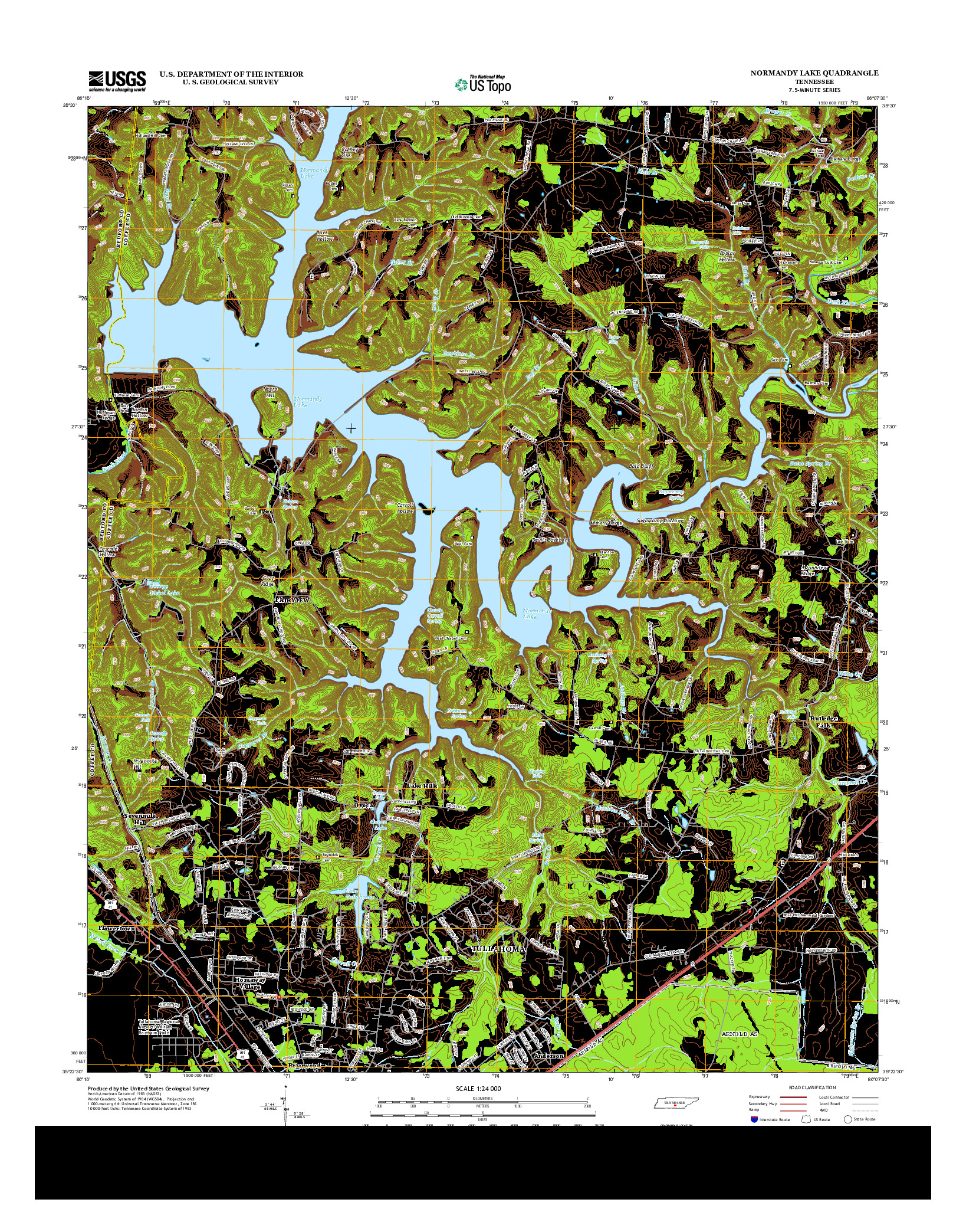 USGS US TOPO 7.5-MINUTE MAP FOR NORMANDY LAKE, TN 2013