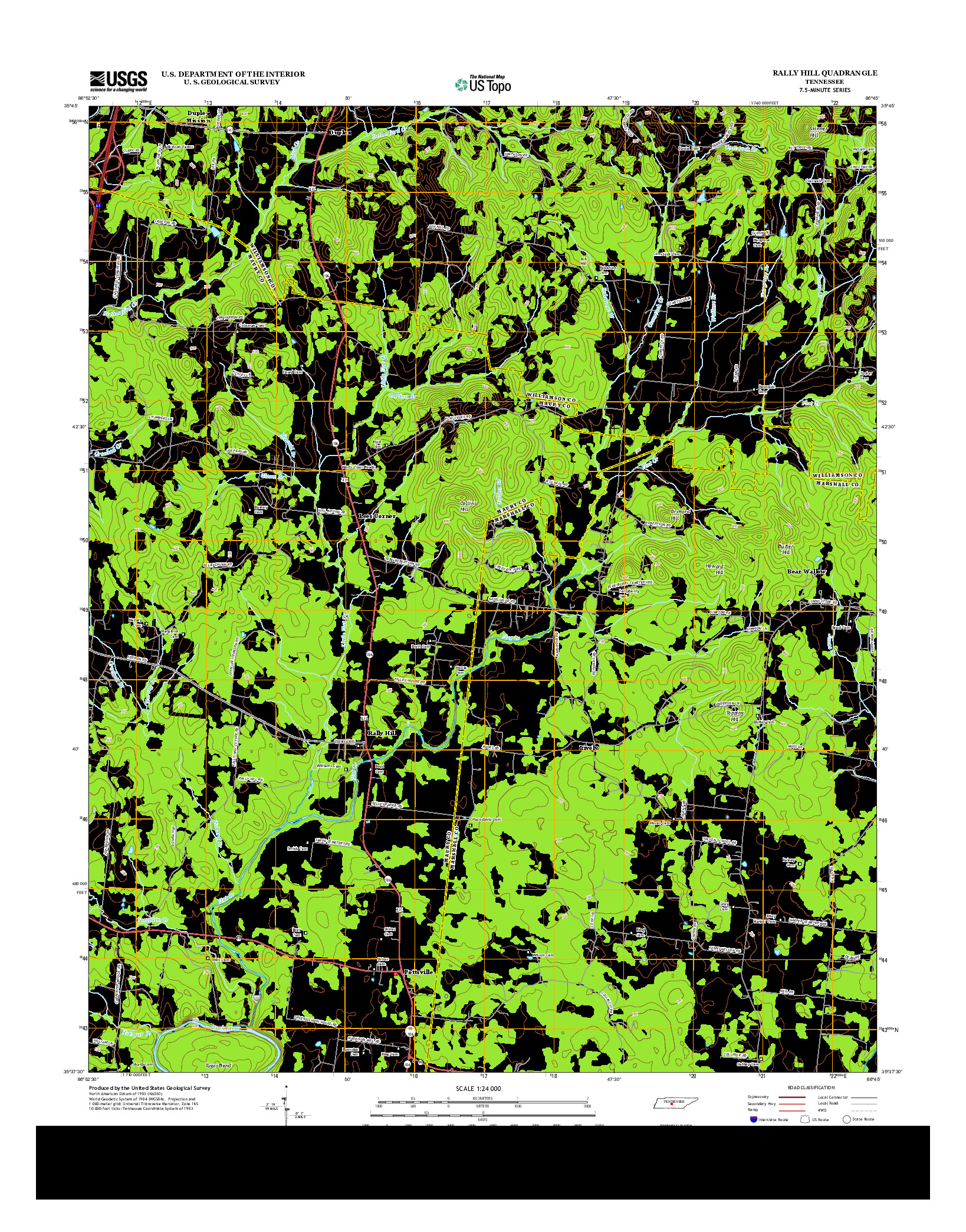 USGS US TOPO 7.5-MINUTE MAP FOR RALLY HILL, TN 2013