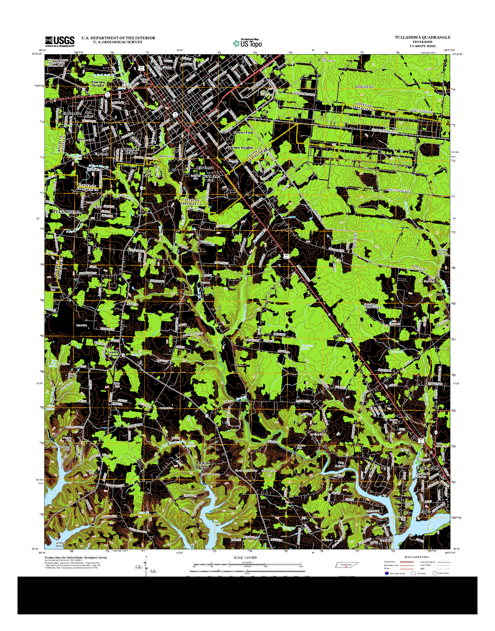 USGS US TOPO 7.5-MINUTE MAP FOR TULLAHOMA, TN 2013